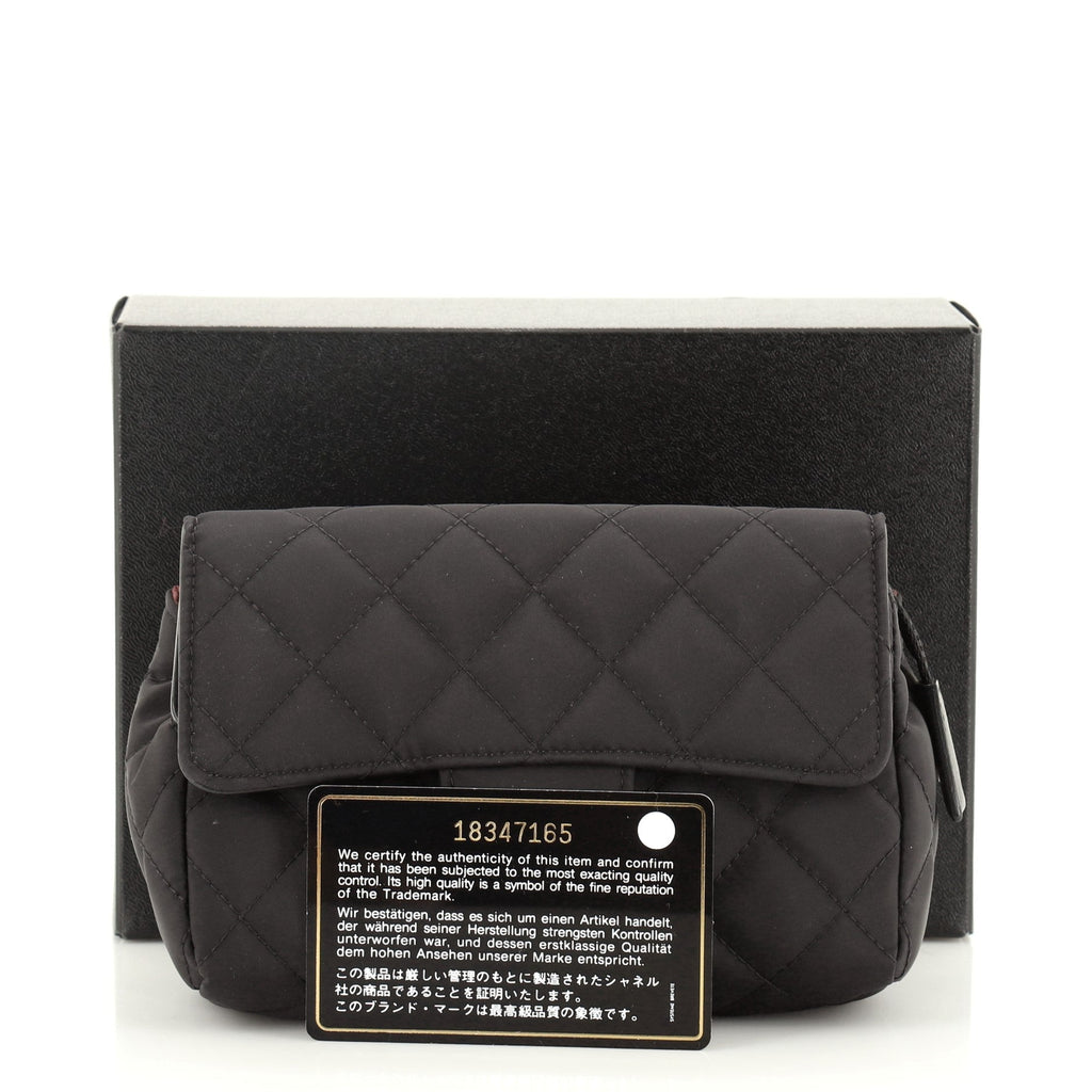 Flap Zip Cosmetic Case Quilted Nylon Small