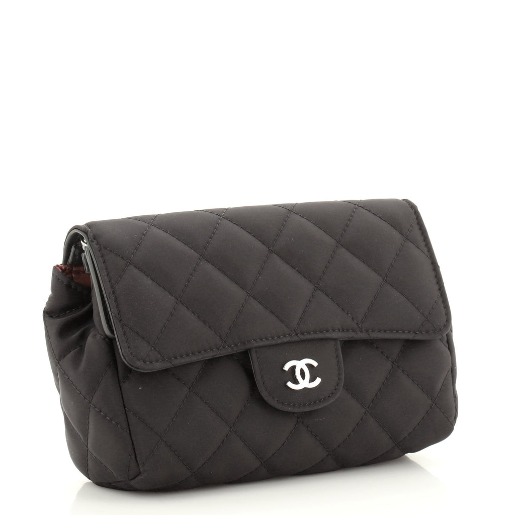 Flap Zip Cosmetic Case Quilted Nylon Small