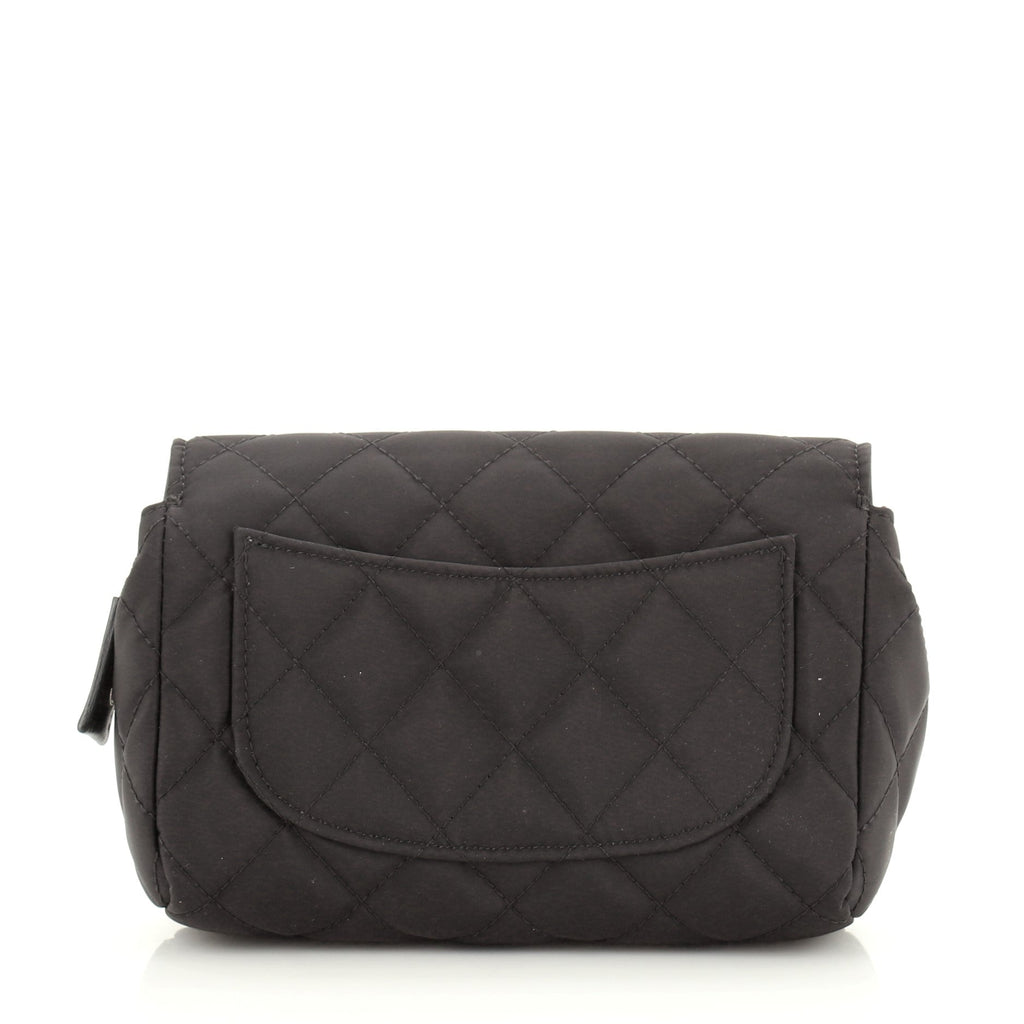 Flap Zip Cosmetic Case Quilted Nylon Small