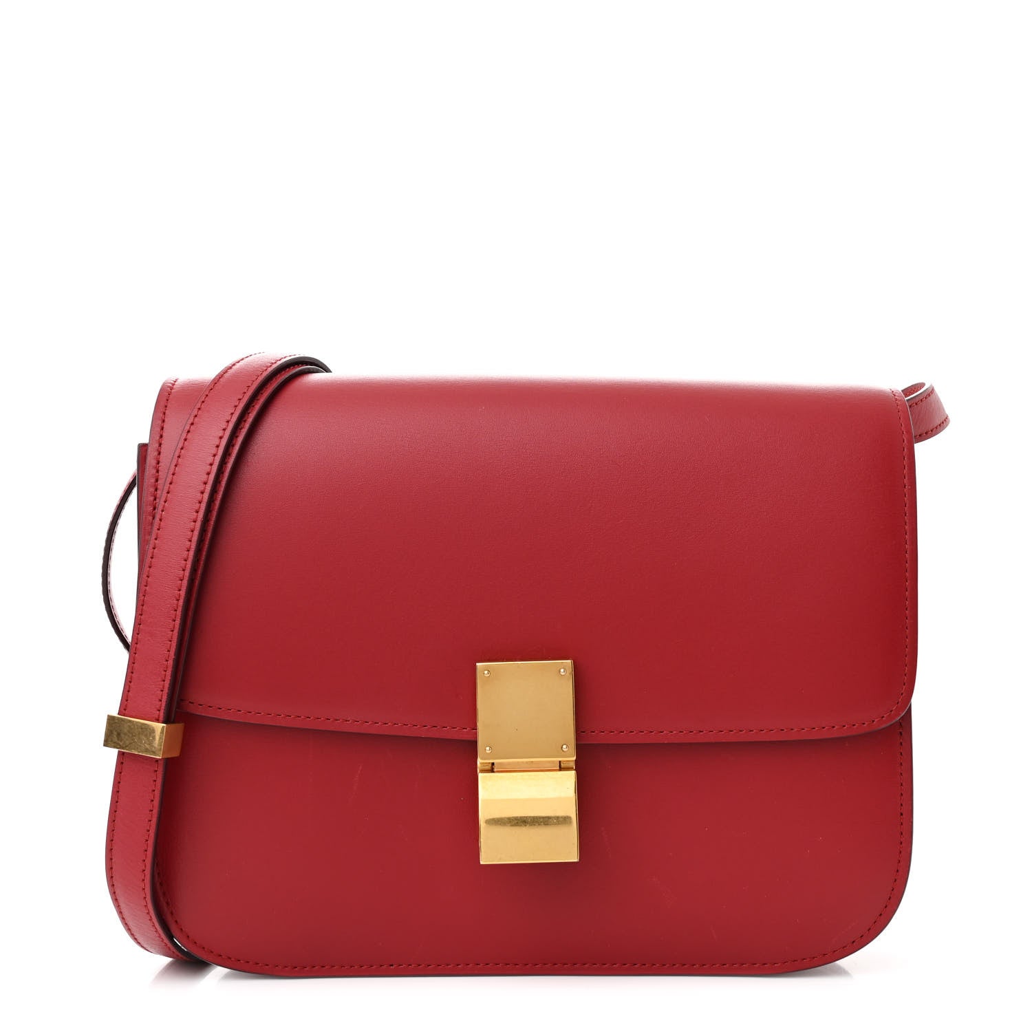 Smooth Calfskin Medium Classic Box Flap Bag Red