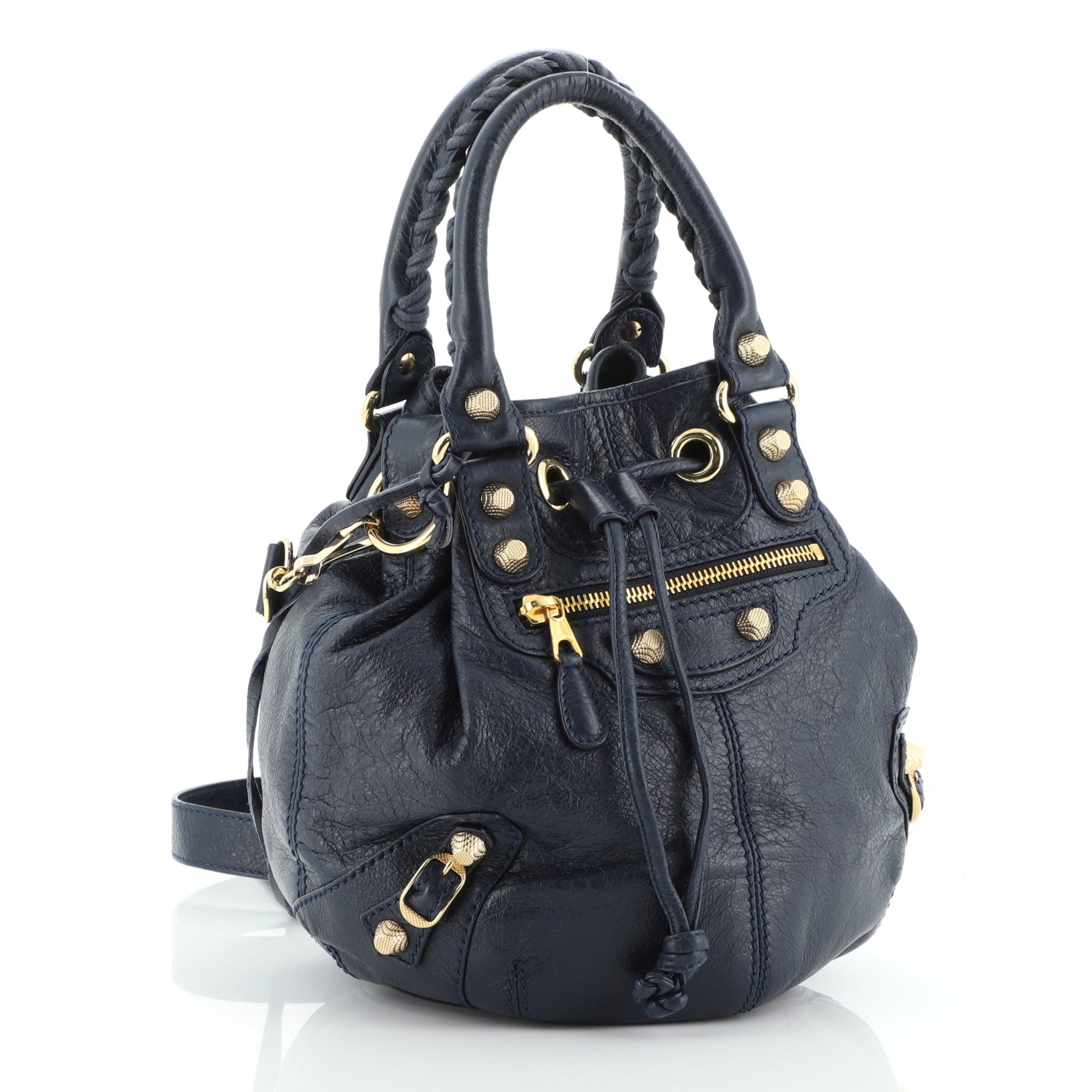 Pom Pon Giant Studs Bag Leather Mini