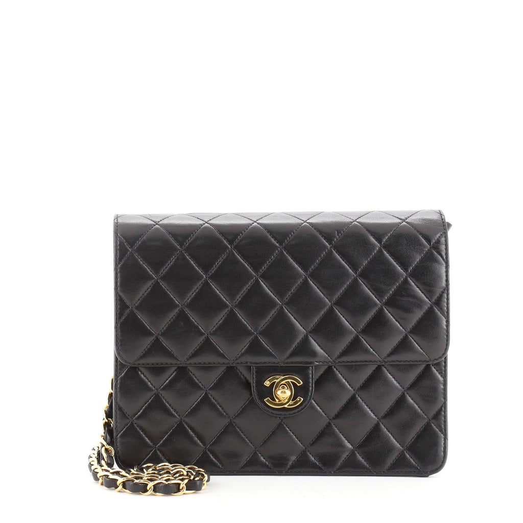 Vintage Clutch with Chain Quilted Leather Small