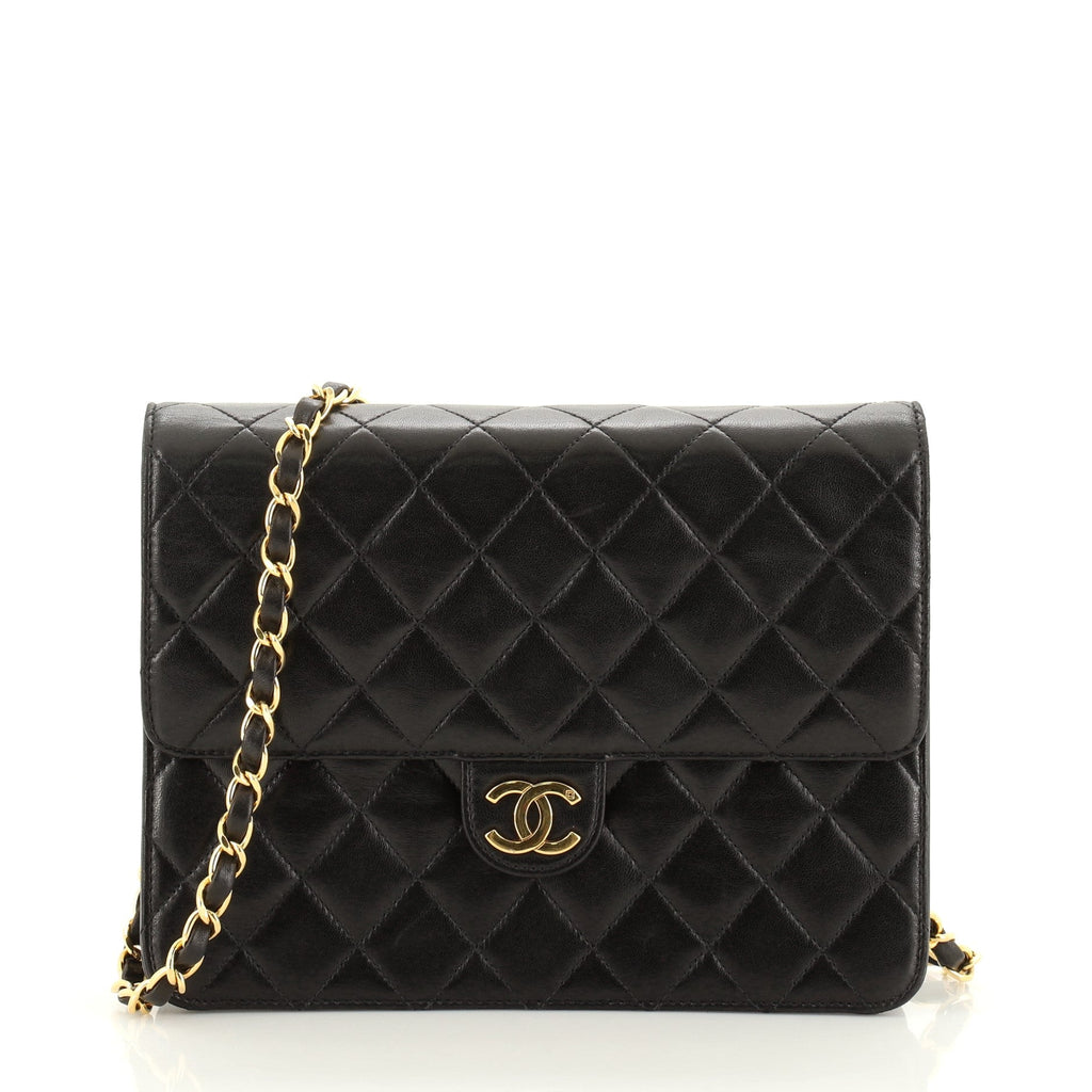 Vintage Clutch with Chain Quilted Leather Small