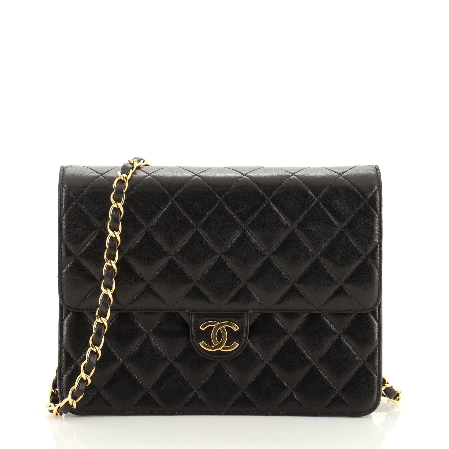 Vintage Clutch with Chain Quilted Leather Small
