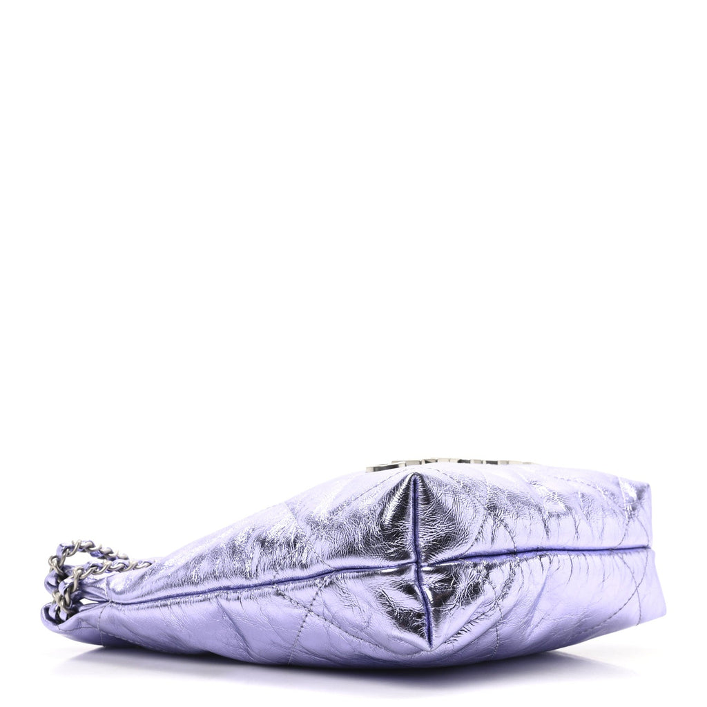 Metallic Calfskin Quilted Mini Chanel 22 Lilac