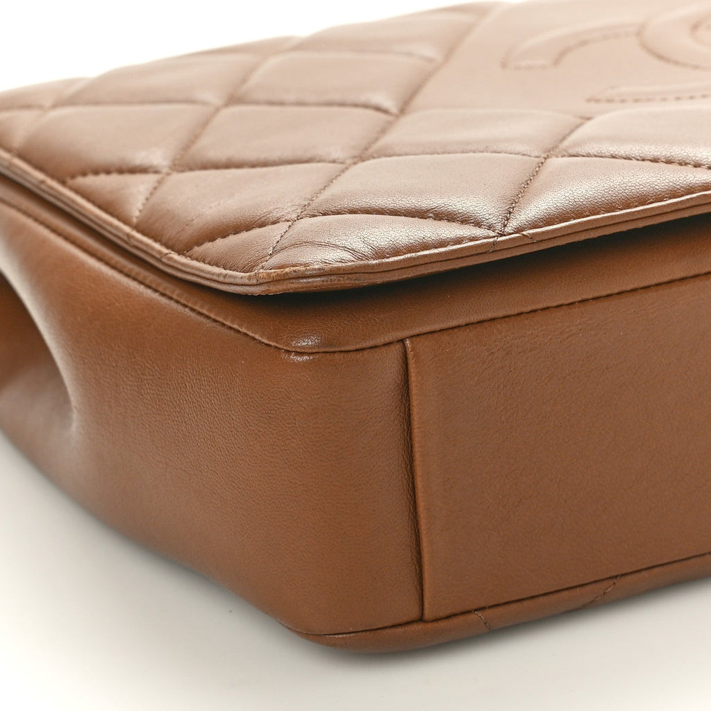 Lambskin Quilted Medium Diamond CC Flap Brown