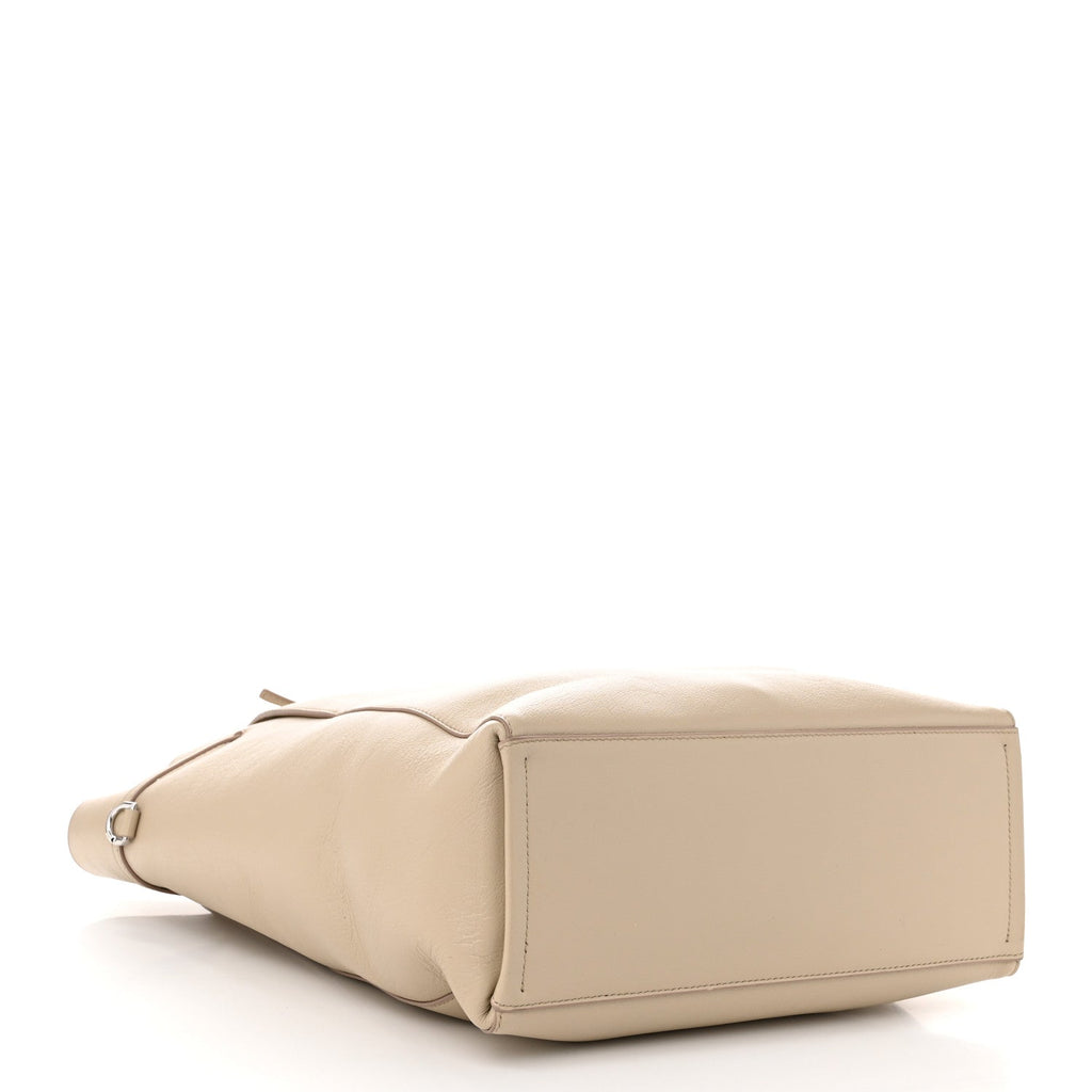 Calfskin Voyou Medium North South Tote Natural Beige