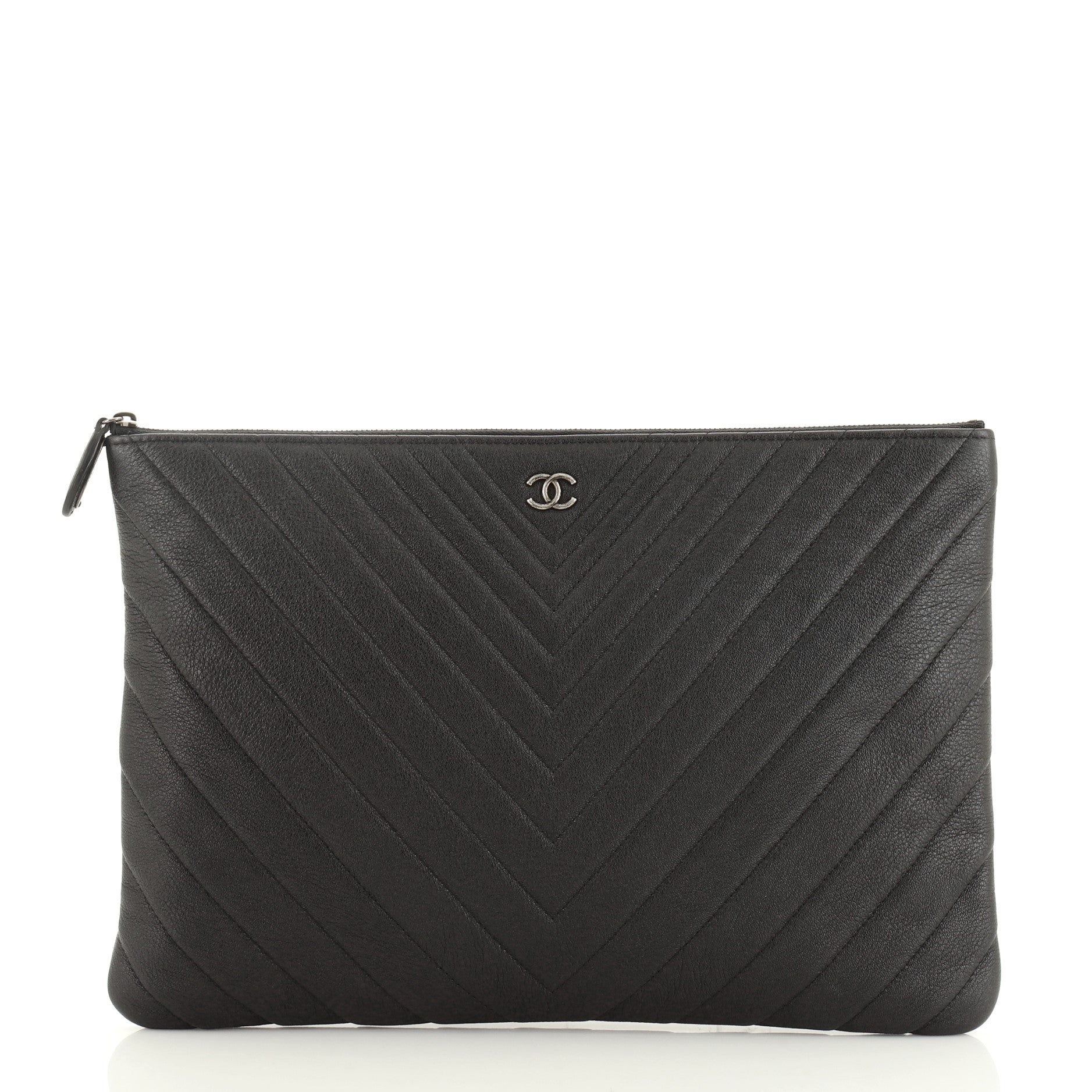 O Case Clutch Chevron Calfskin Large