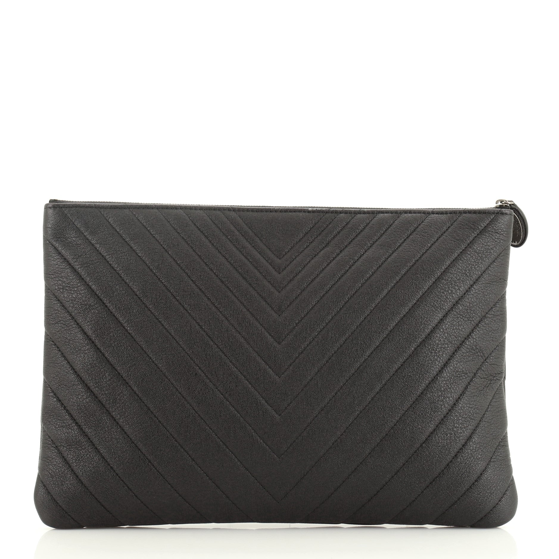 O Case Clutch Chevron Calfskin Large