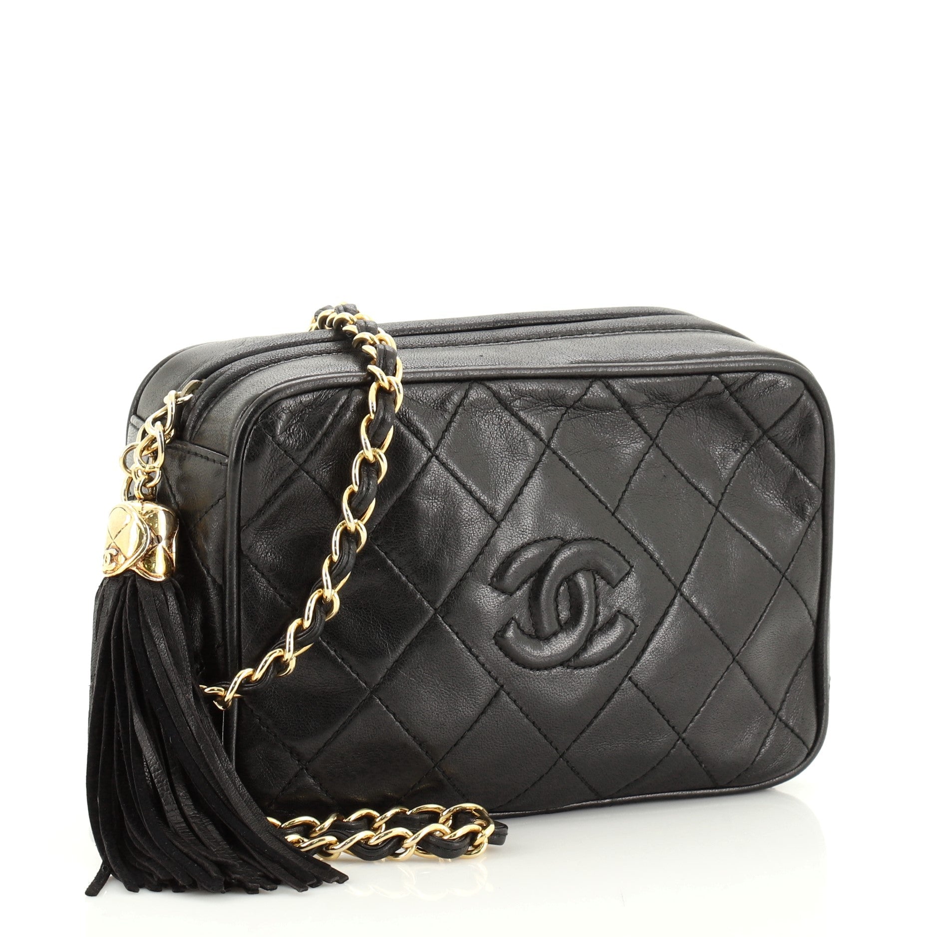 Vintage Diamond CC Camera Bag Quilted Leather Mini