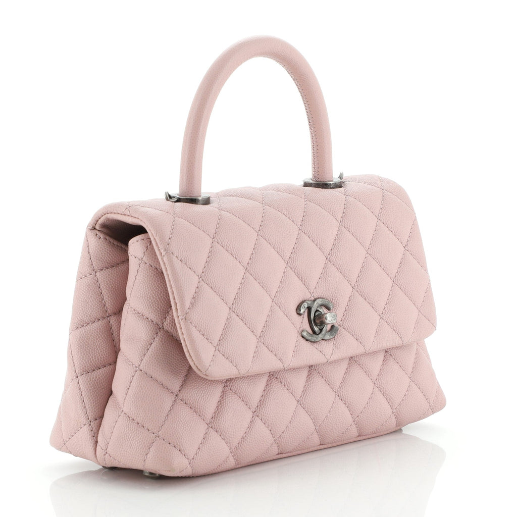 Coco Top Handle Bag Quilted Caviar Mini