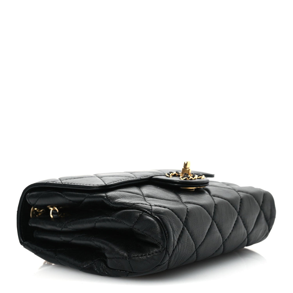 Lambskin Quilted Chanel Square Flap Black