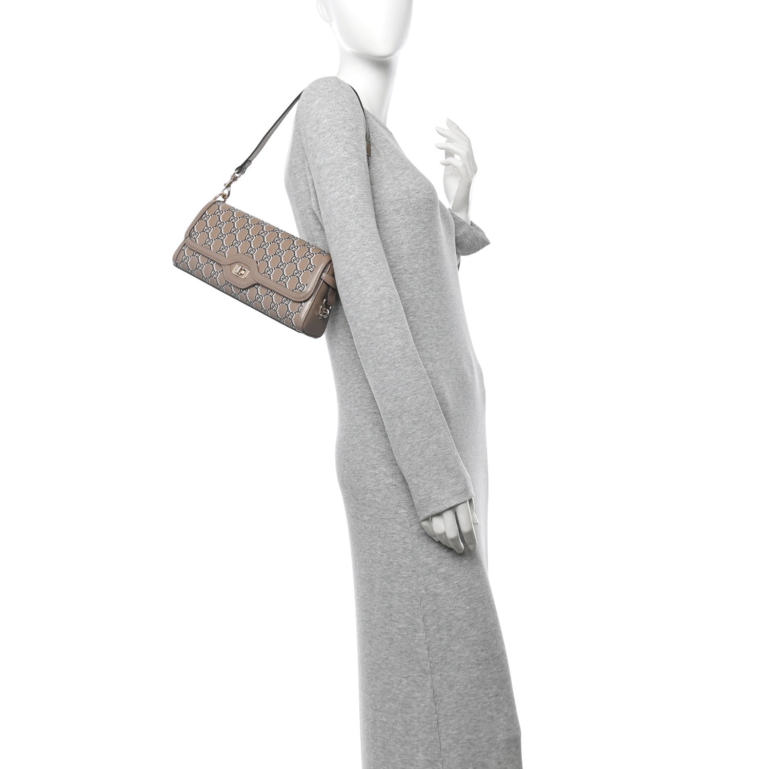Calfskin Optical Printed GG Small Luce Shoulder Bag Beige
