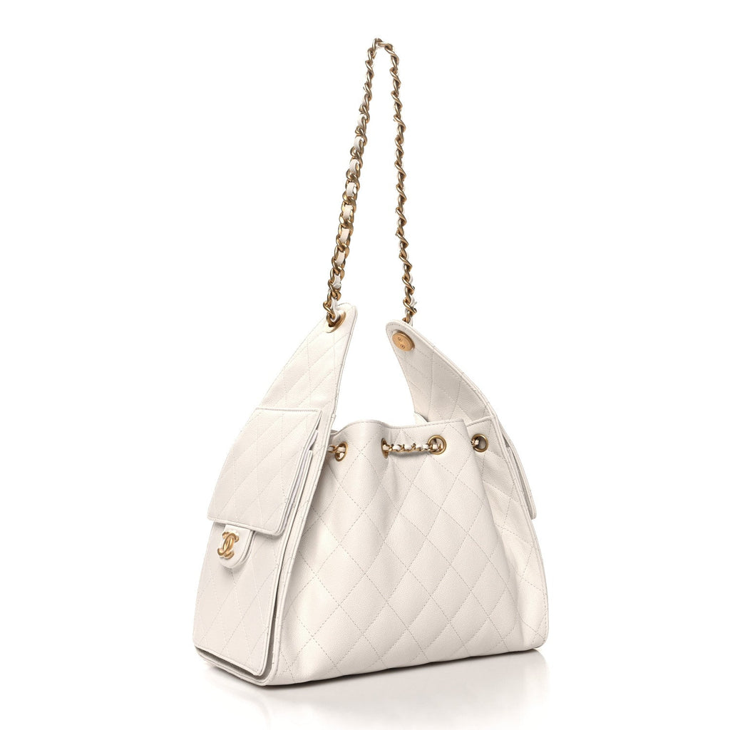 Caviar Quilted Small Chanel 25 Handbag White