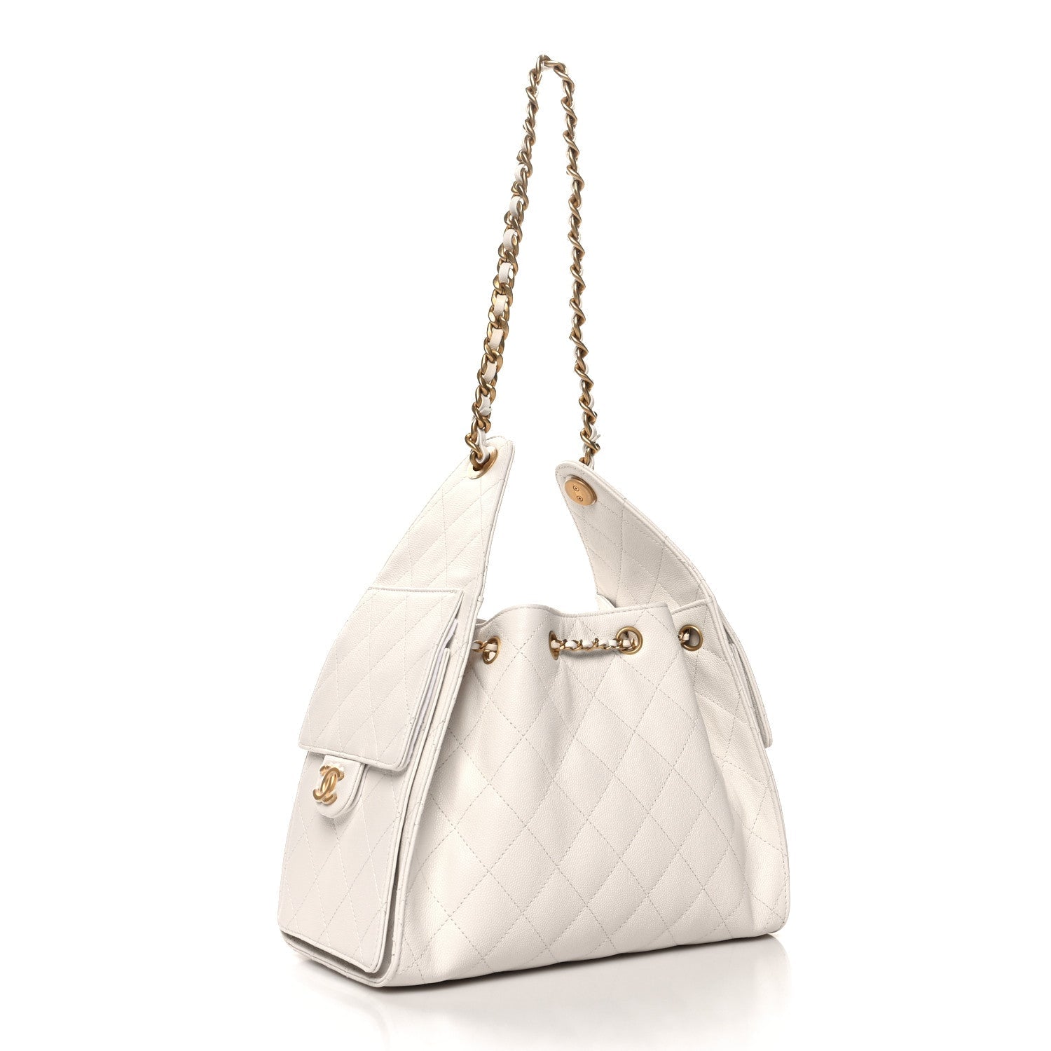 Caviar Quilted Small Chanel 25 Handbag White