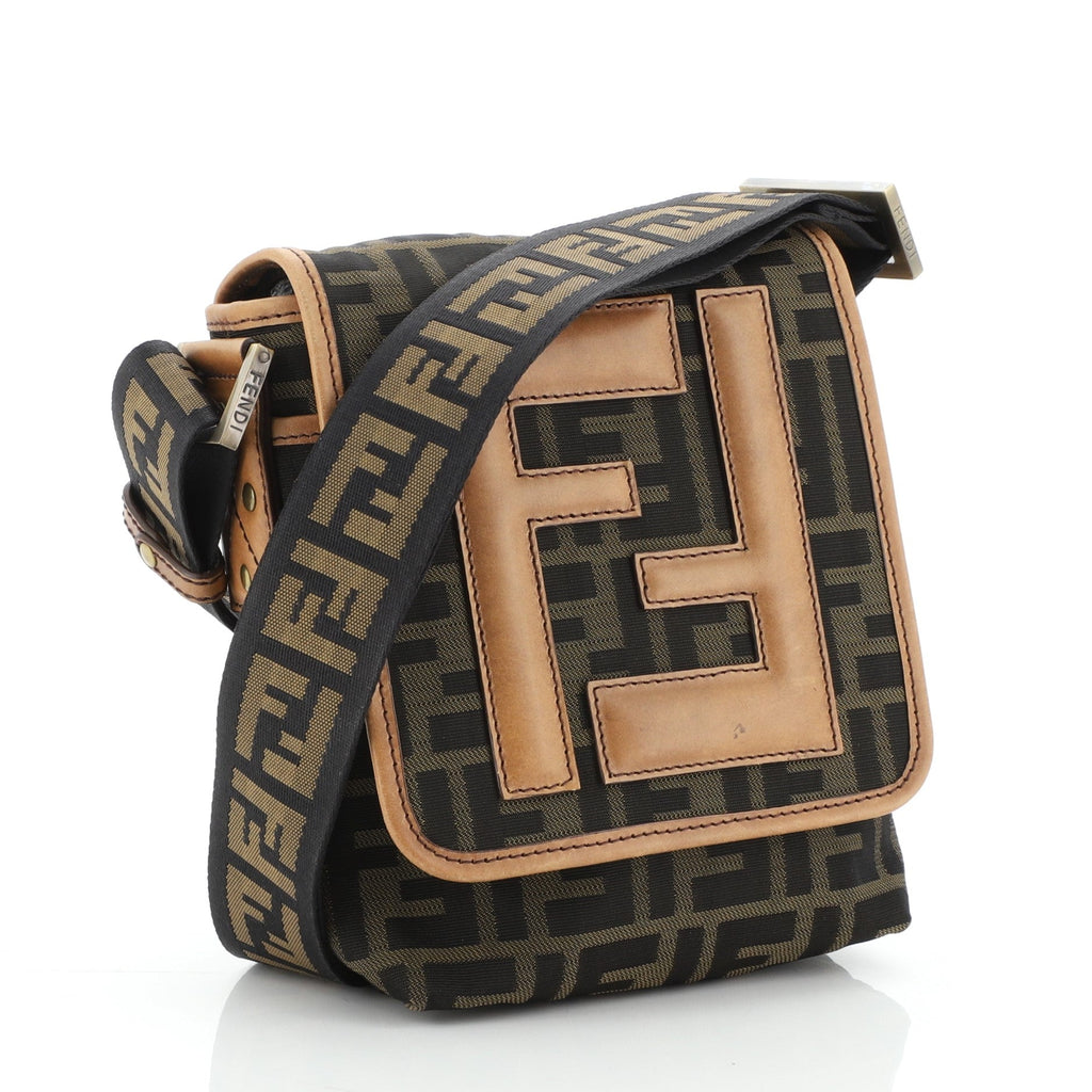 Vintage FF Flap Messenger Bag Zucca Canvas Mini