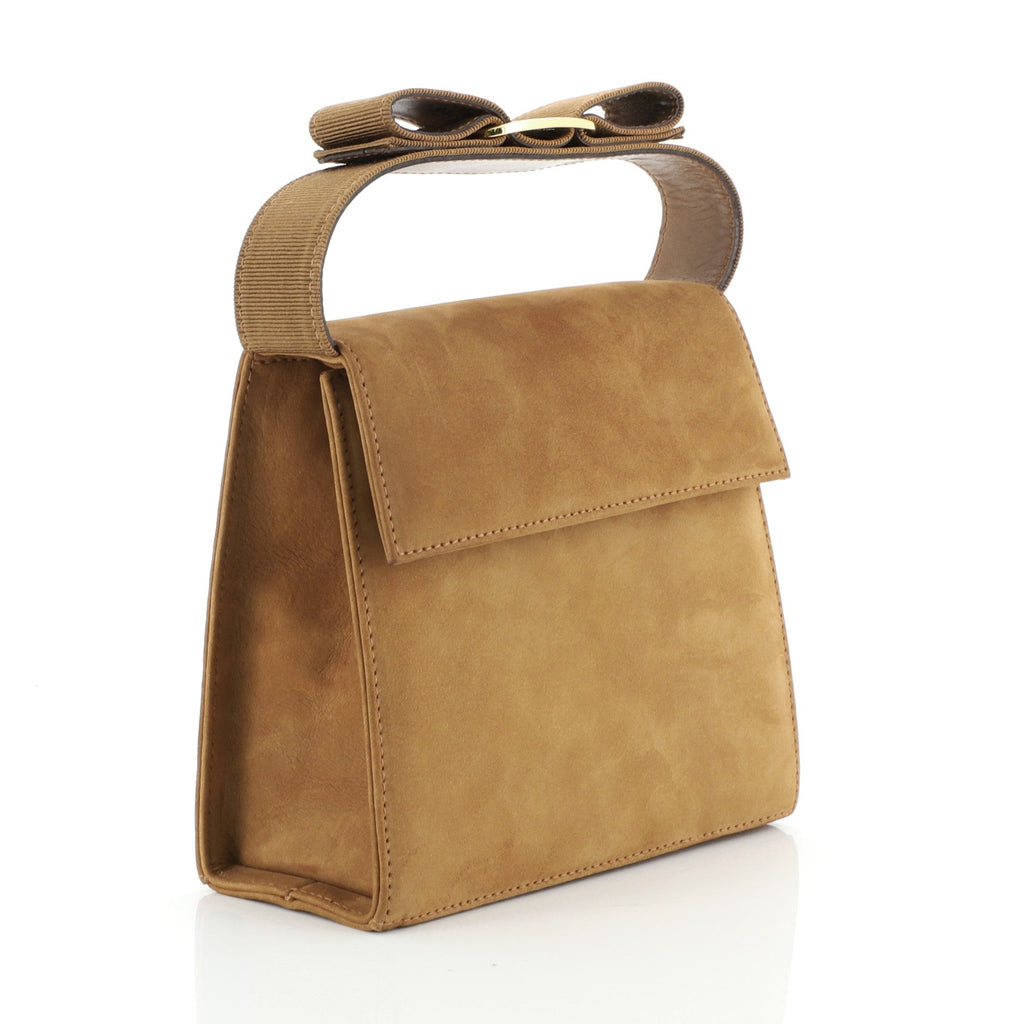 Vintage Vara Bow Handle Shoulder Bag Suede Mini