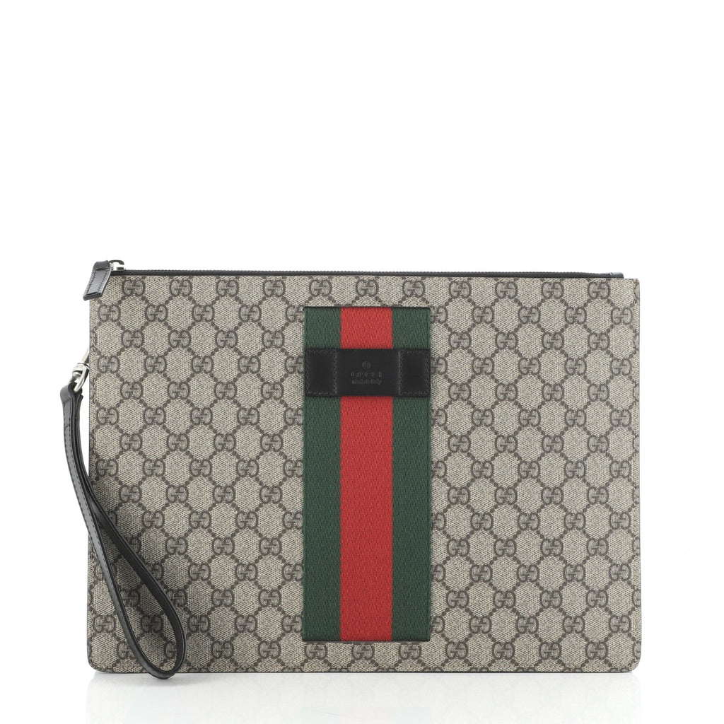 Web Wristlet Clutch GG Coated Canvas
