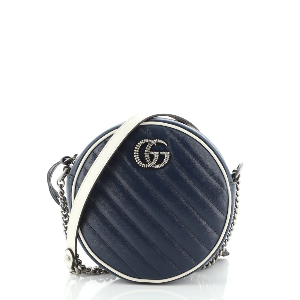 GG Marmont Round Shoulder Bag Matelasse Leather Mini