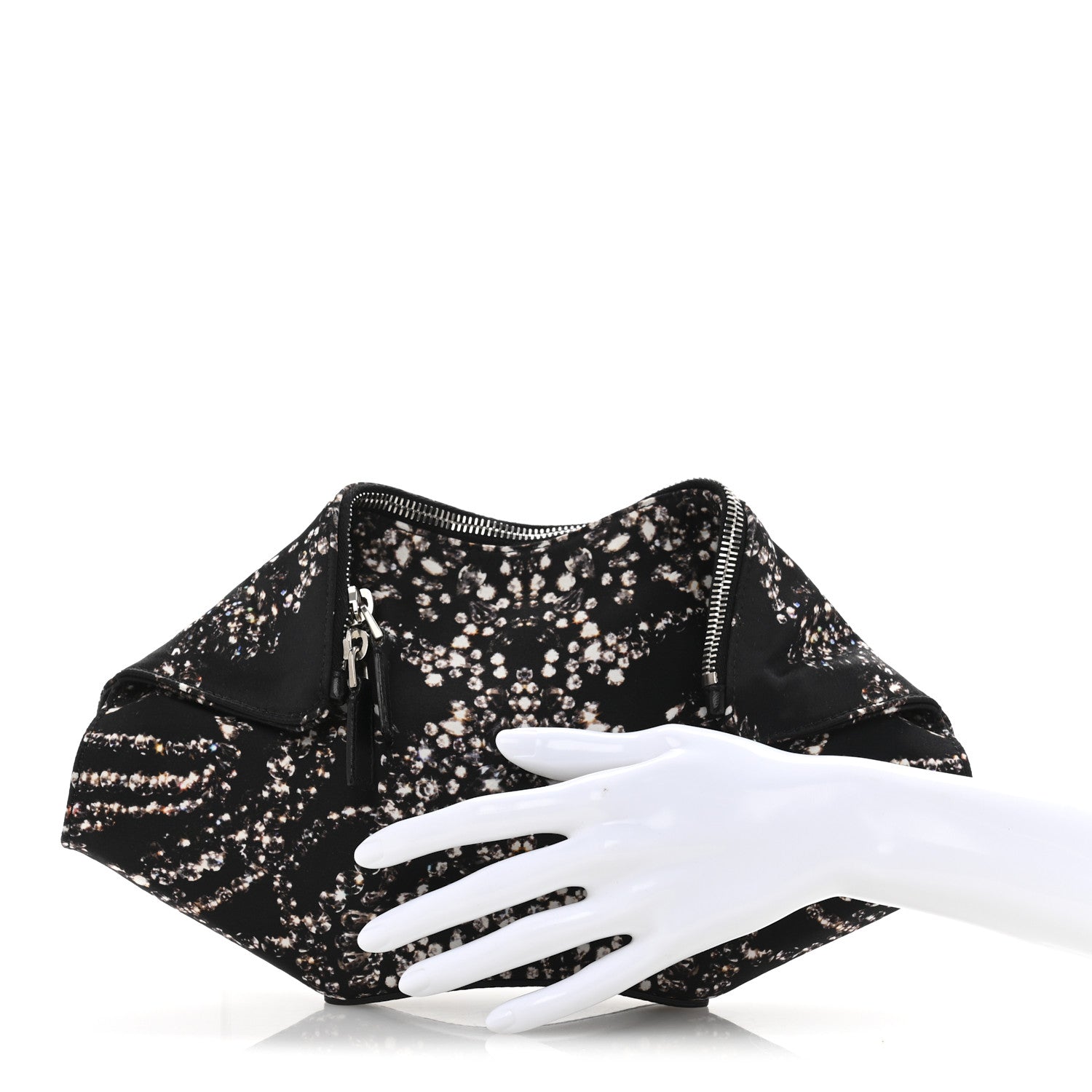 Silk Dandelion Print De Manta Clutch Black