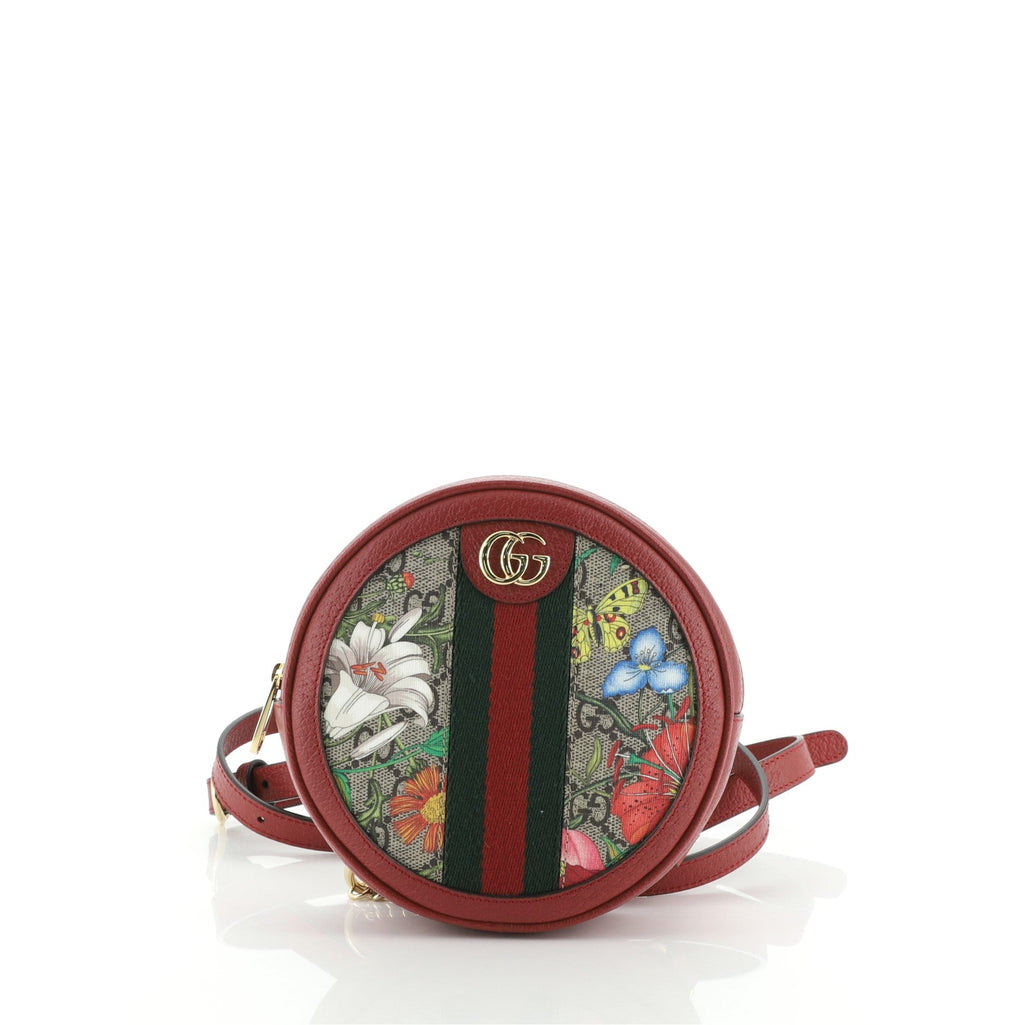 Ophidia Round Backpack Flora GG Coated Canvas Mini