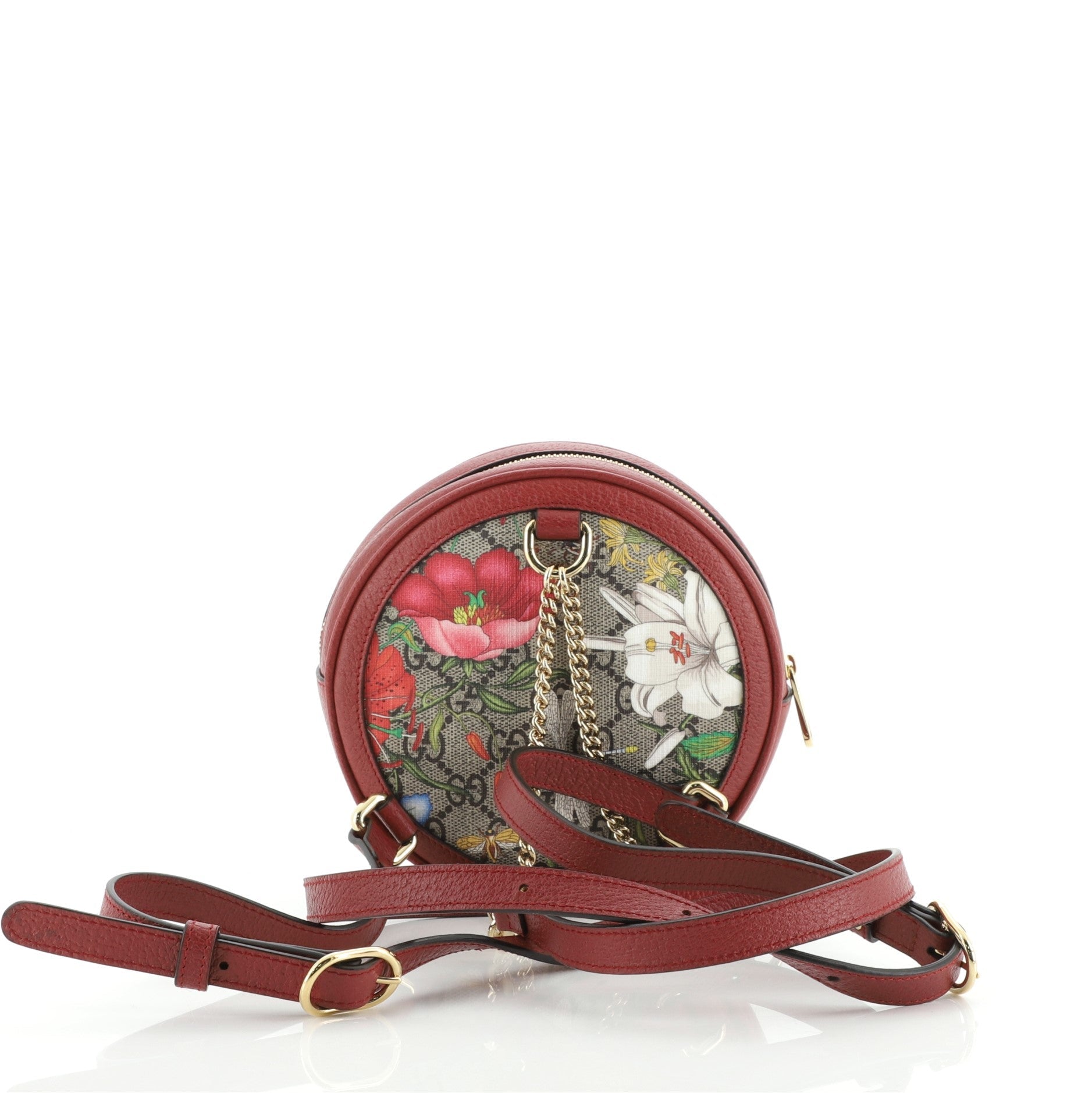 Ophidia Round Backpack Flora GG Coated Canvas Mini