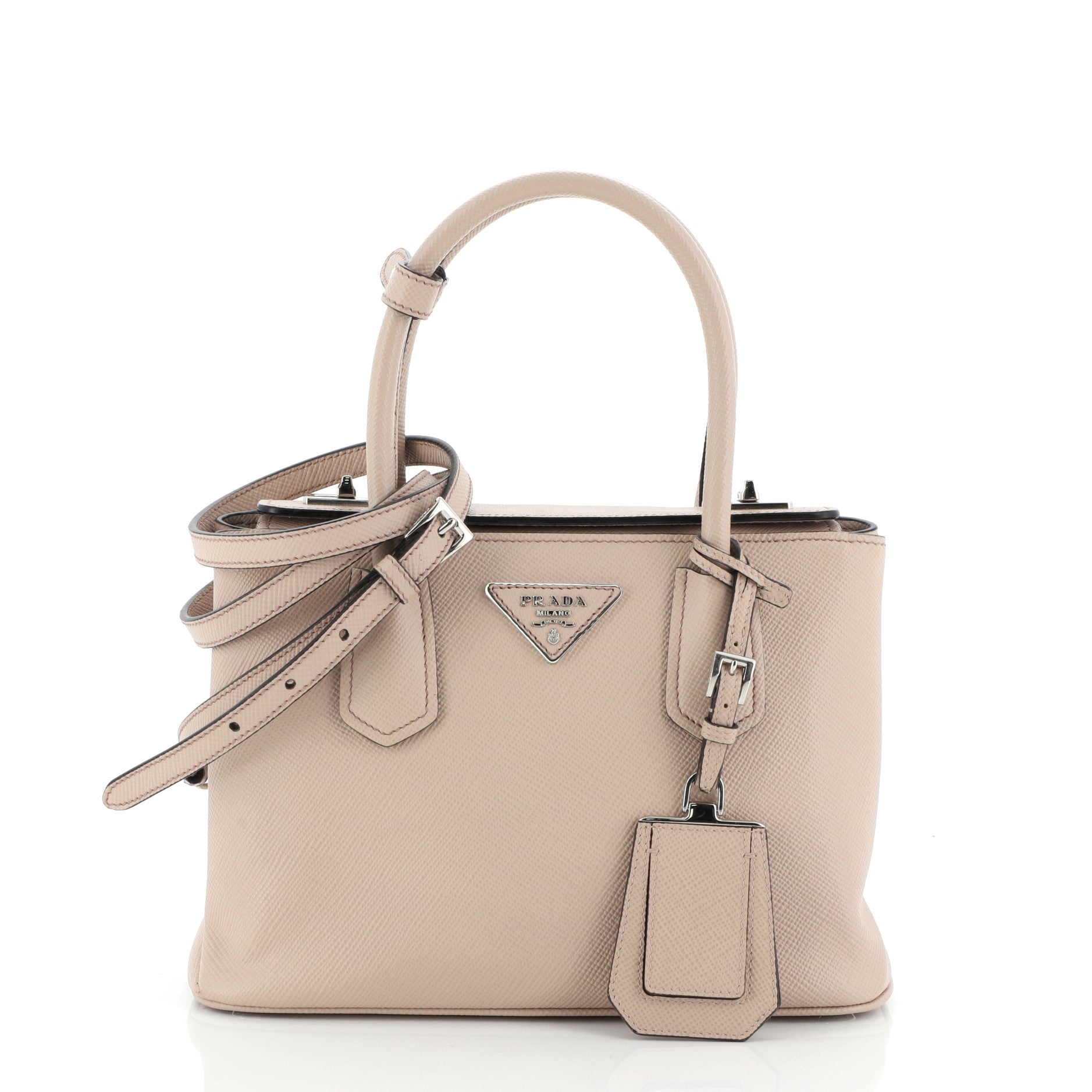Turnlock Cuir Twin Tote Saffiano Leather Mini