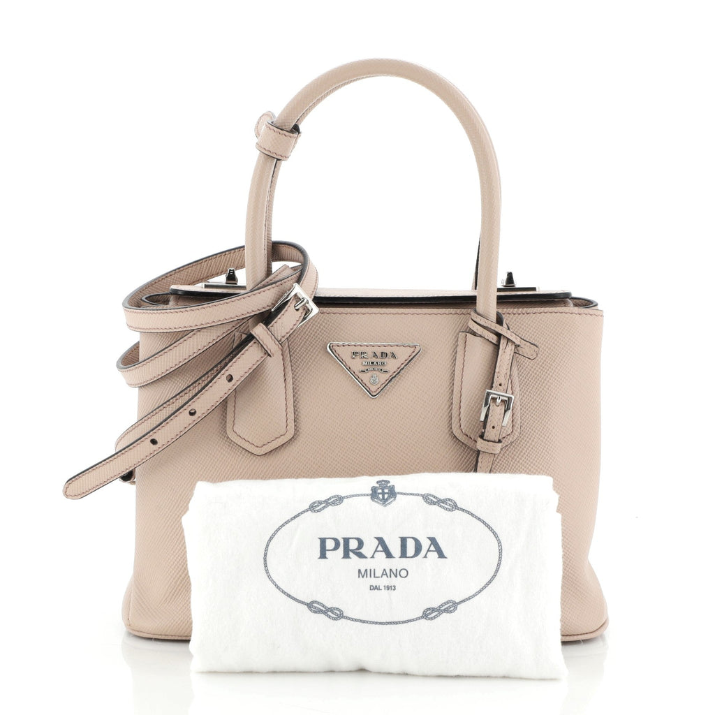 Turnlock Cuir Twin Tote Saffiano Leather Mini
