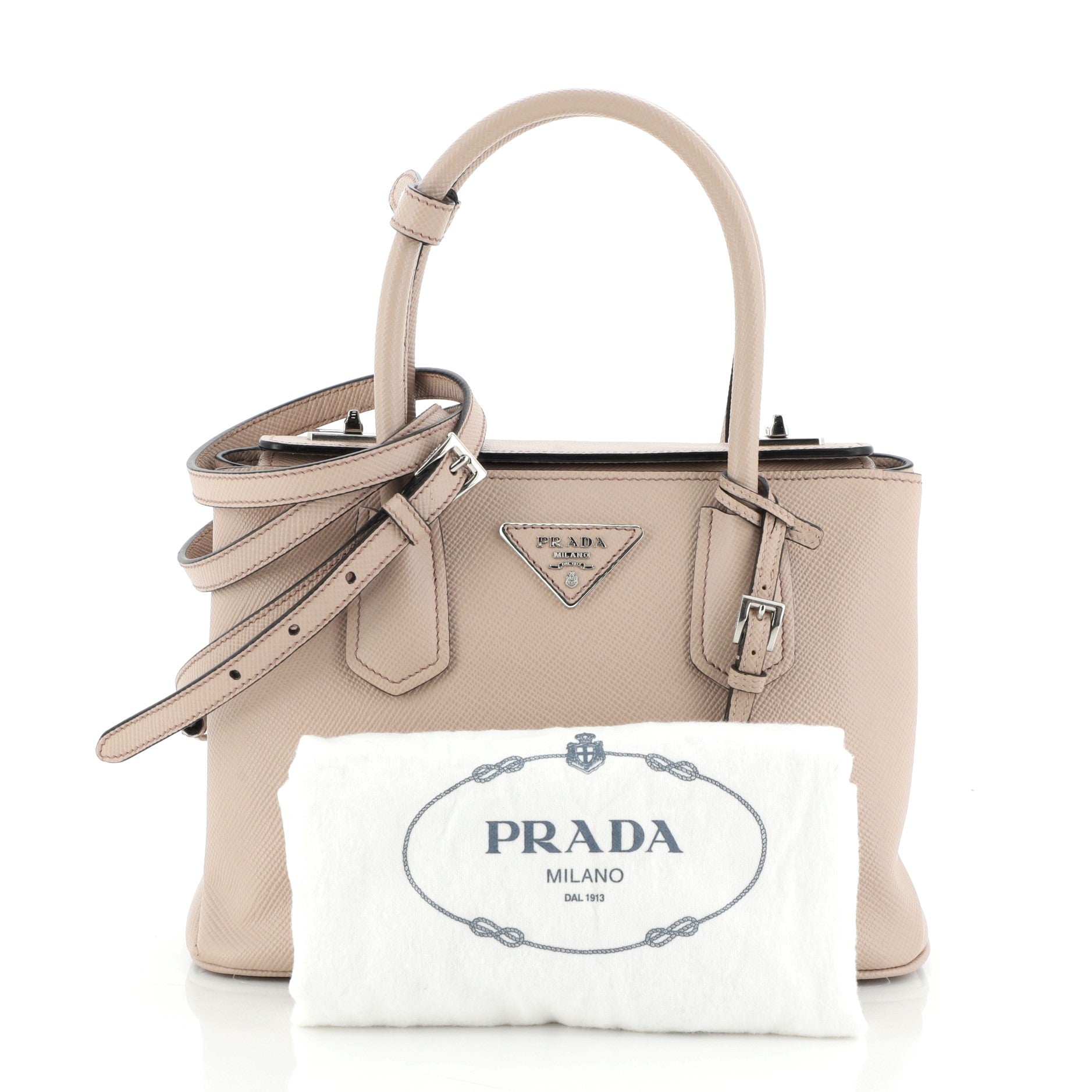 Turnlock Cuir Twin Tote Saffiano Leather Mini