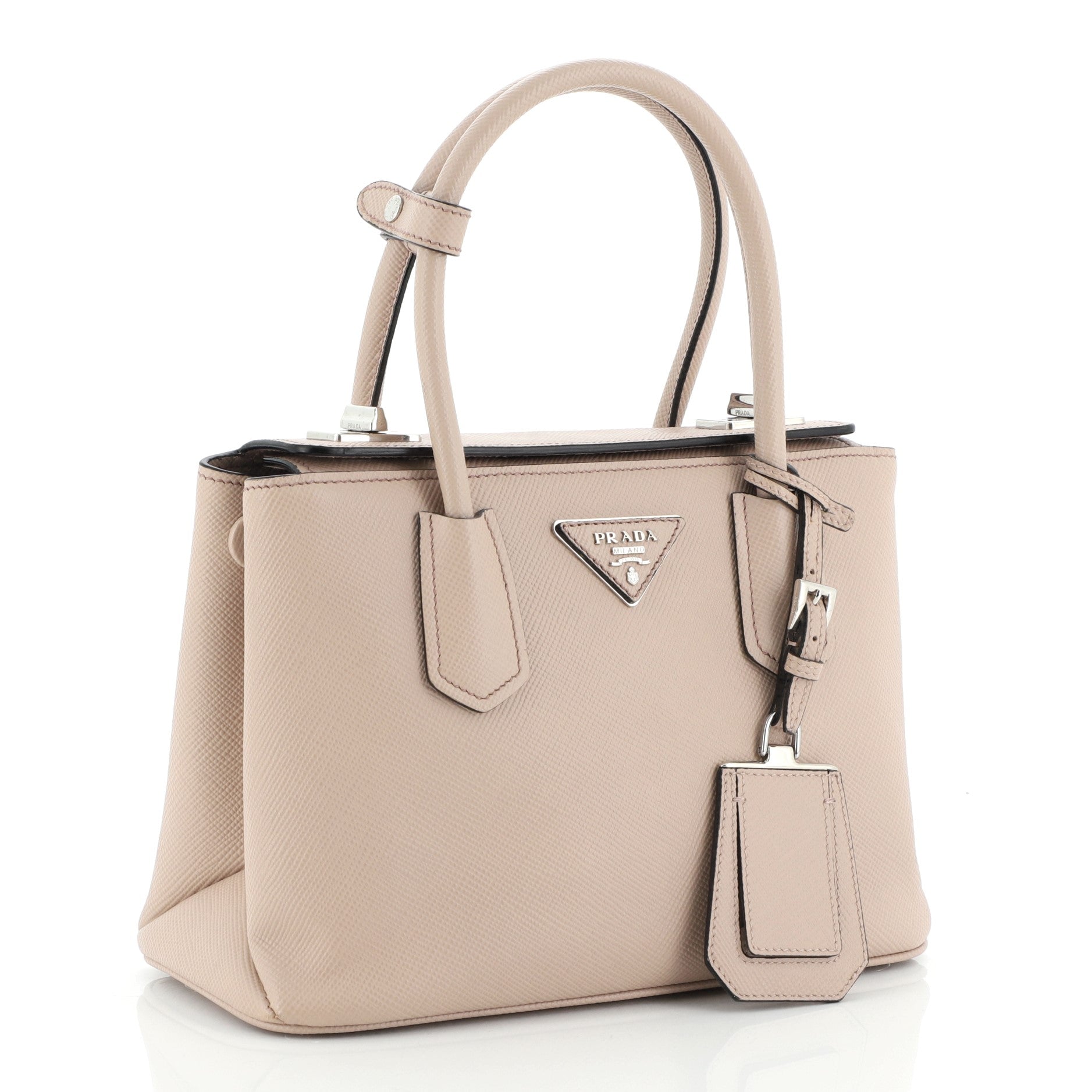 Turnlock Cuir Twin Tote Saffiano Leather Mini