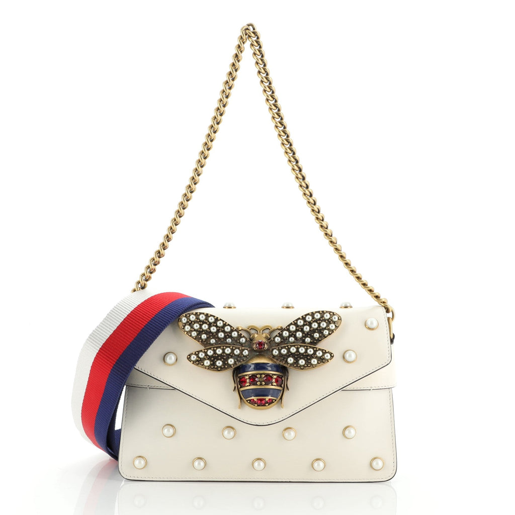 Broadway Pearly Bee Shoulder Bag Embellished Leather Mini