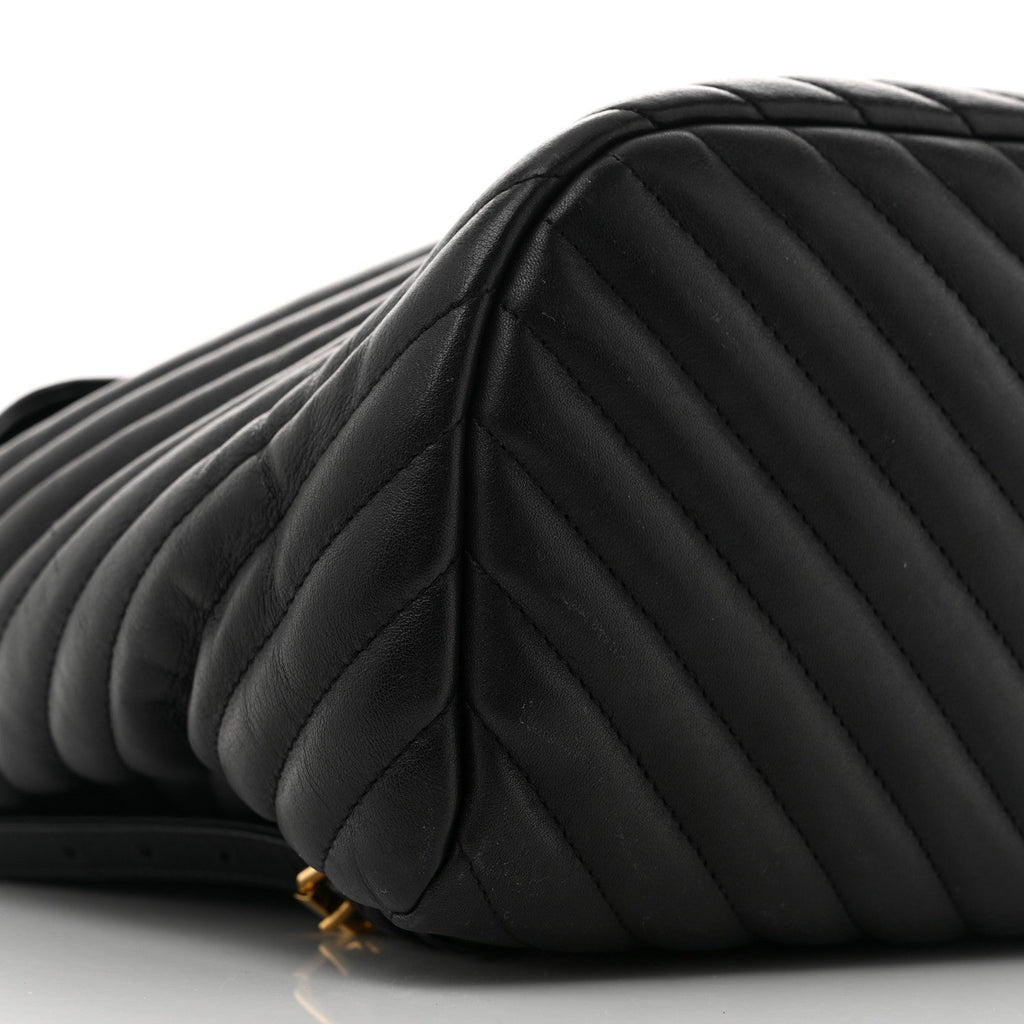 Calfskin Chevron Quilted Large Urban Spirit Backpack Black