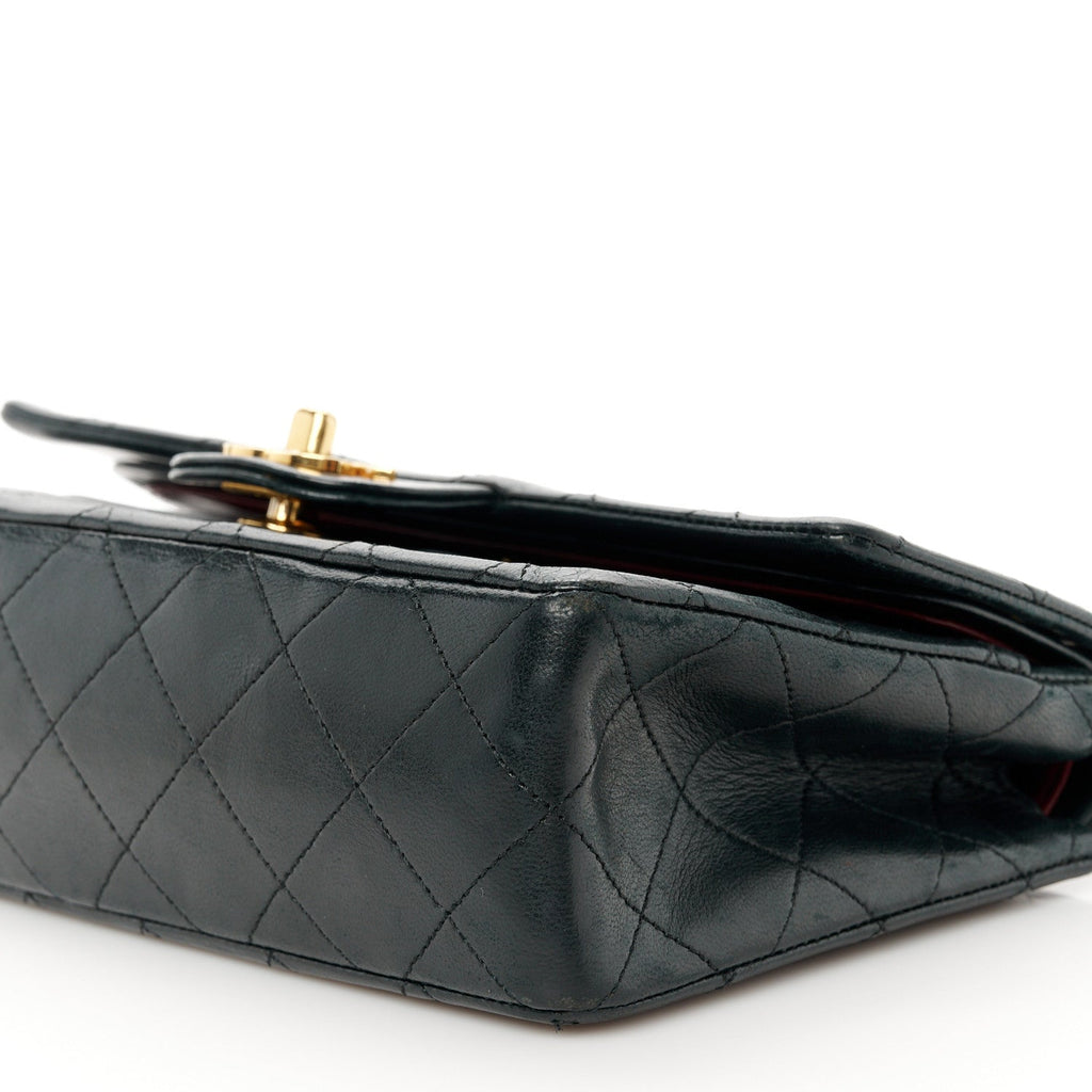 Lambskin Quilted Small Double Flap Black