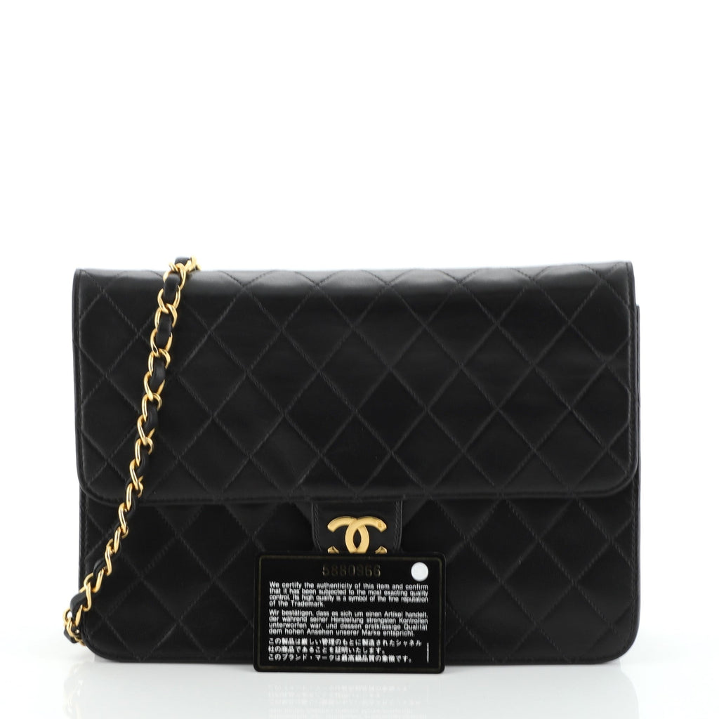 Vintage Clutch with Chain Quilted Leather Medium