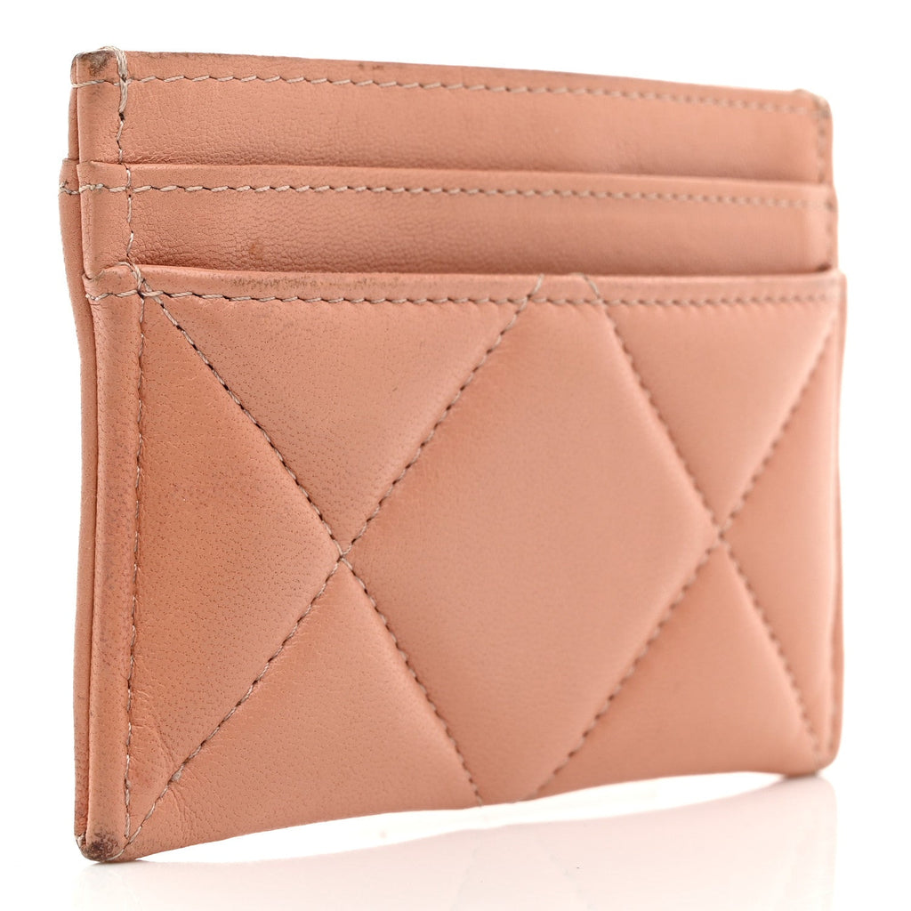 Lambskin Quilted Chanel 19  Holder Brown