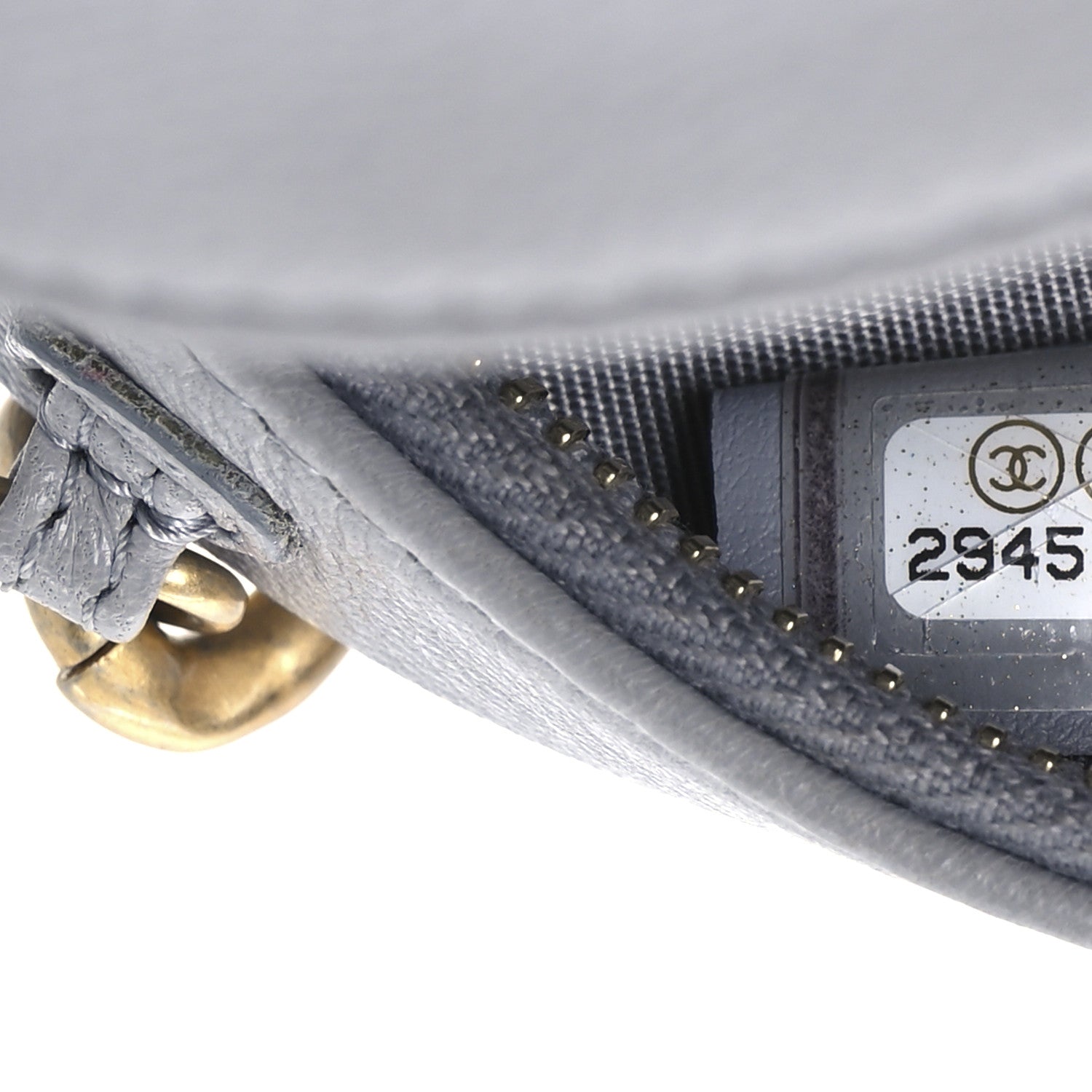 Lambskin Quilted Chanel 19 Round Clutch With Chain Grey