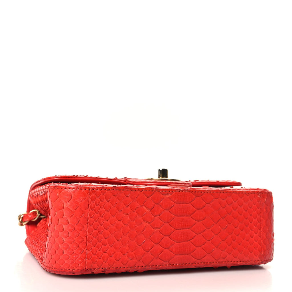 Snakeskin Mini Rectangular Flap Red