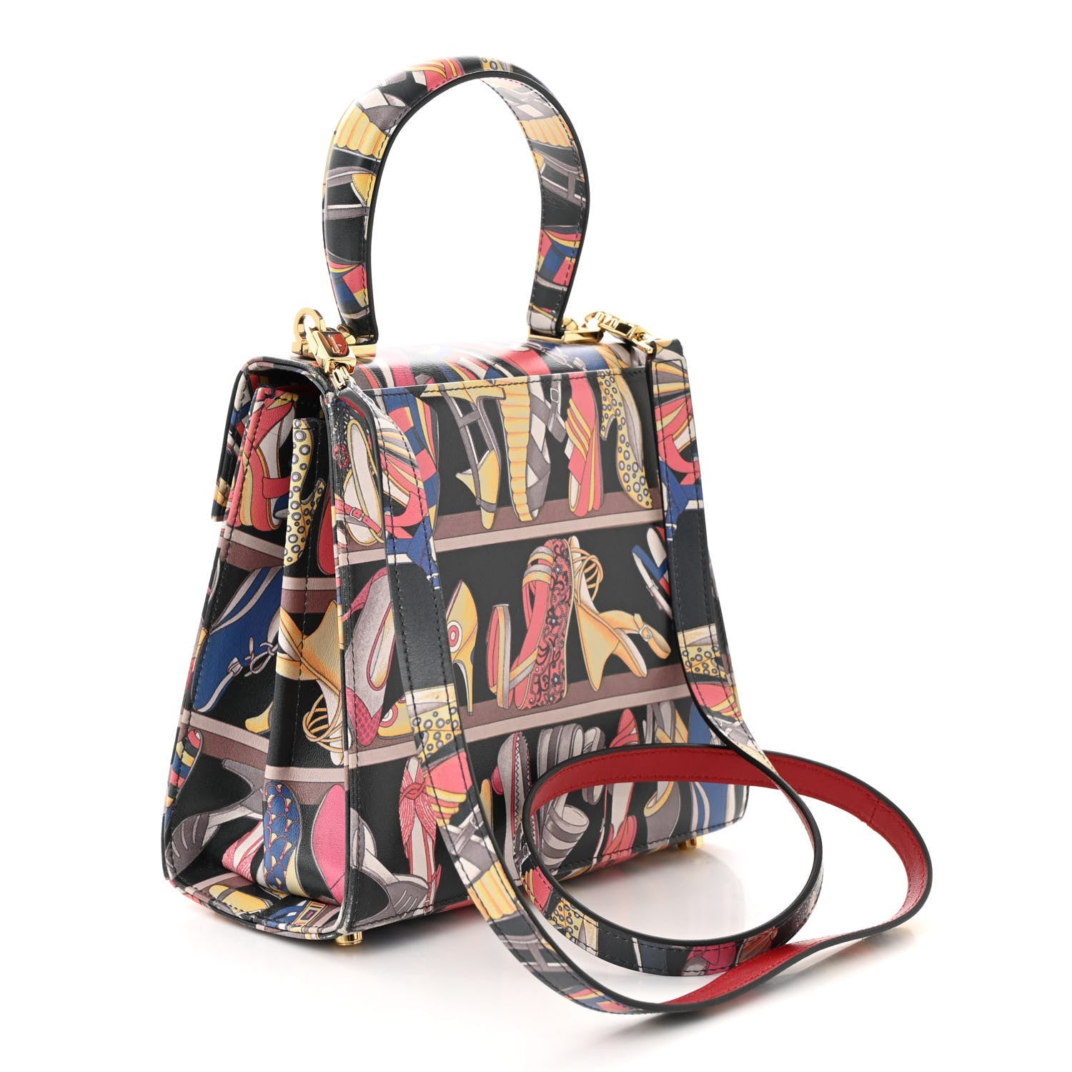 Calfskin Printed Small Iconic Top Handle Bag Multicolor