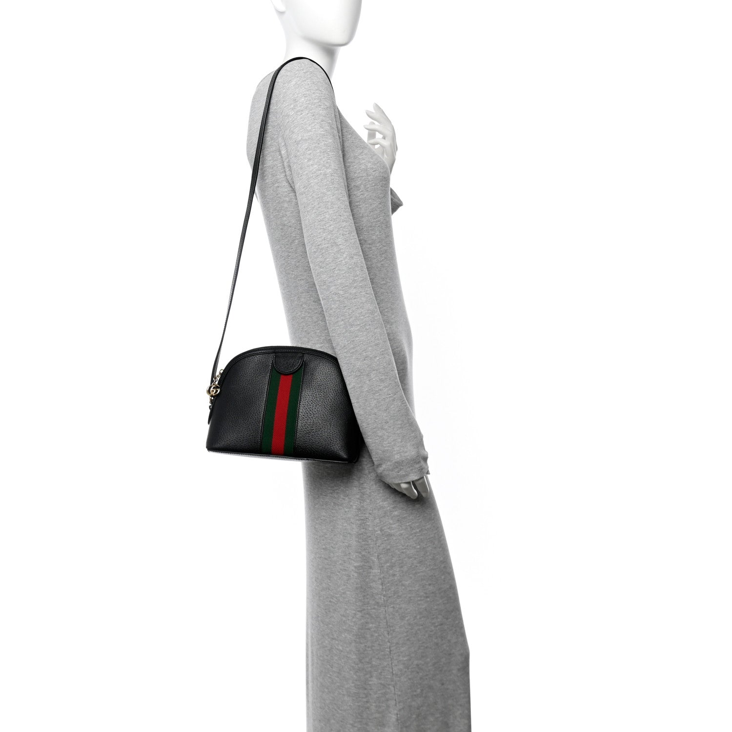 Calfskin GG Web Small Ophidia Dome Shoulder Bag Black