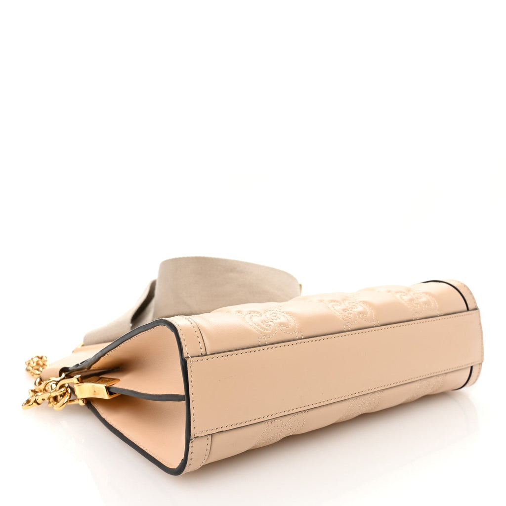 Calfskin GG Matelasse Small Slim Chain Shoulder Bag Naturale