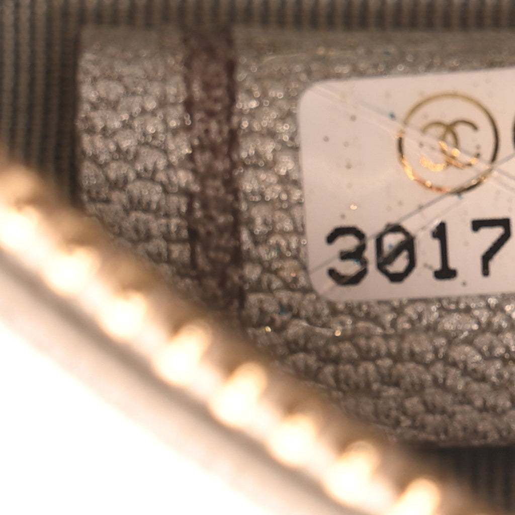 Metallic Lambskin Quilted Chanel 19 Round Clutch With Chain Silver