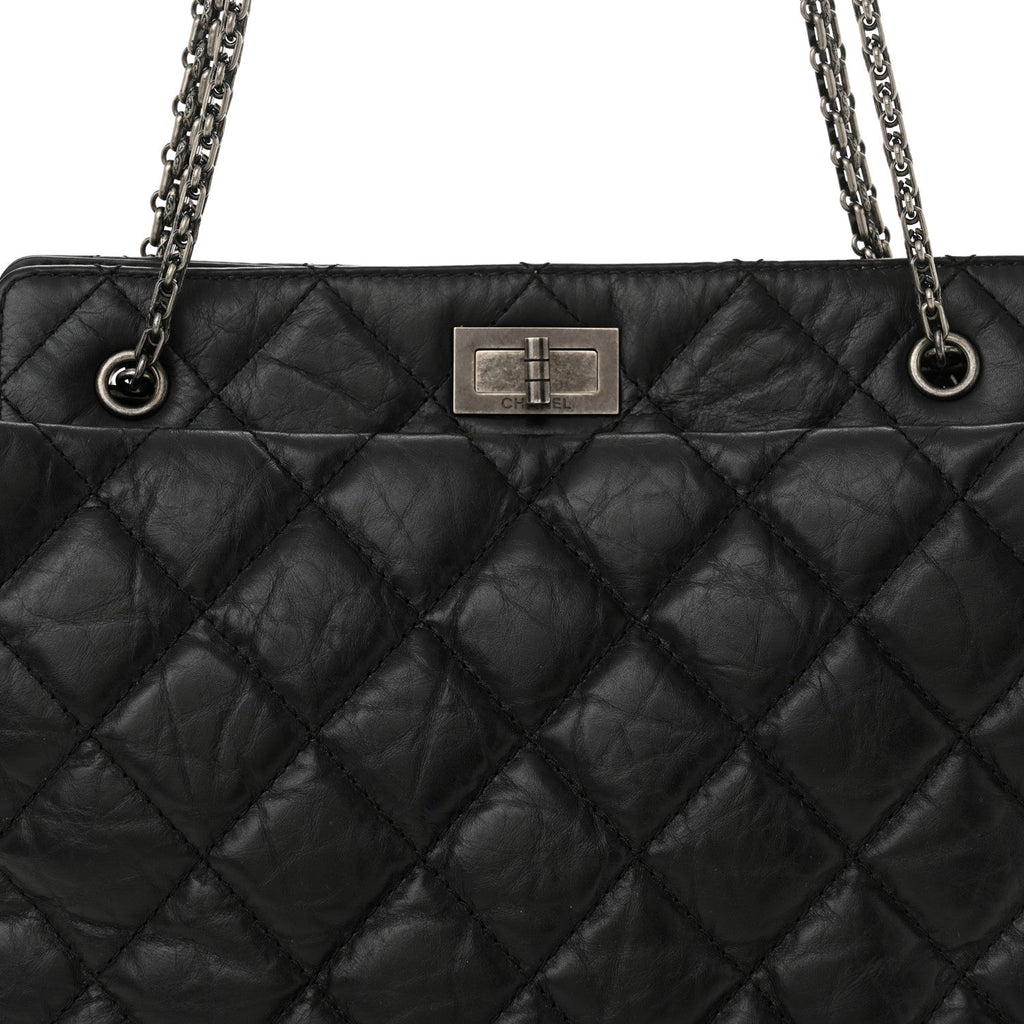 Aged Calfskin Quilted Reissue 2.55 Tote Black