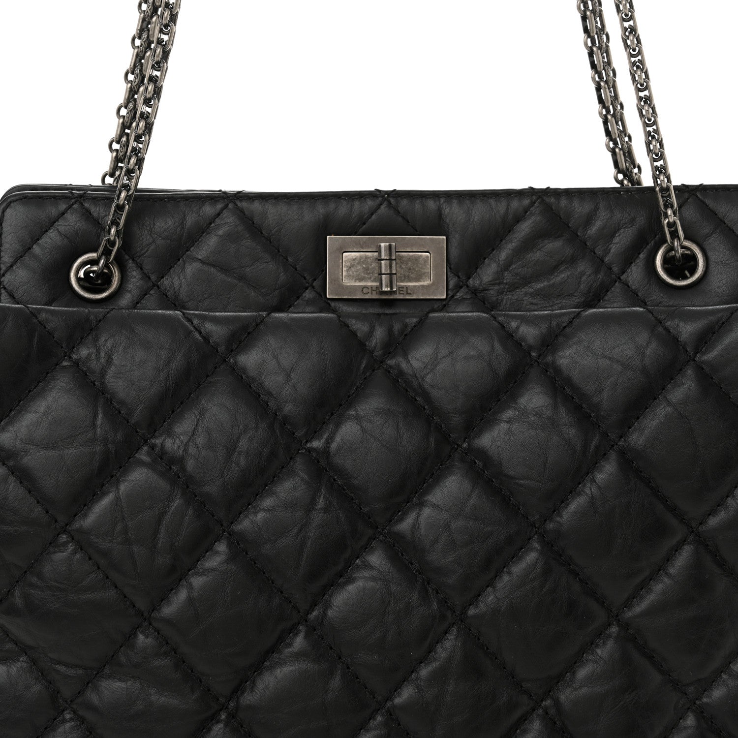 Aged Calfskin Quilted Reissue 2.55 Tote Black