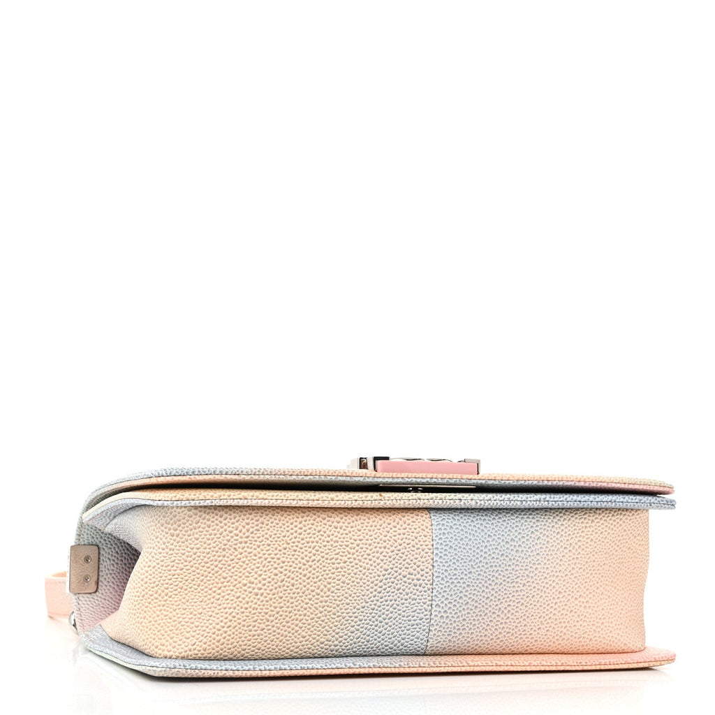 Caviar Quilted Medium Rainbow Boy Flap Pink Multicolor