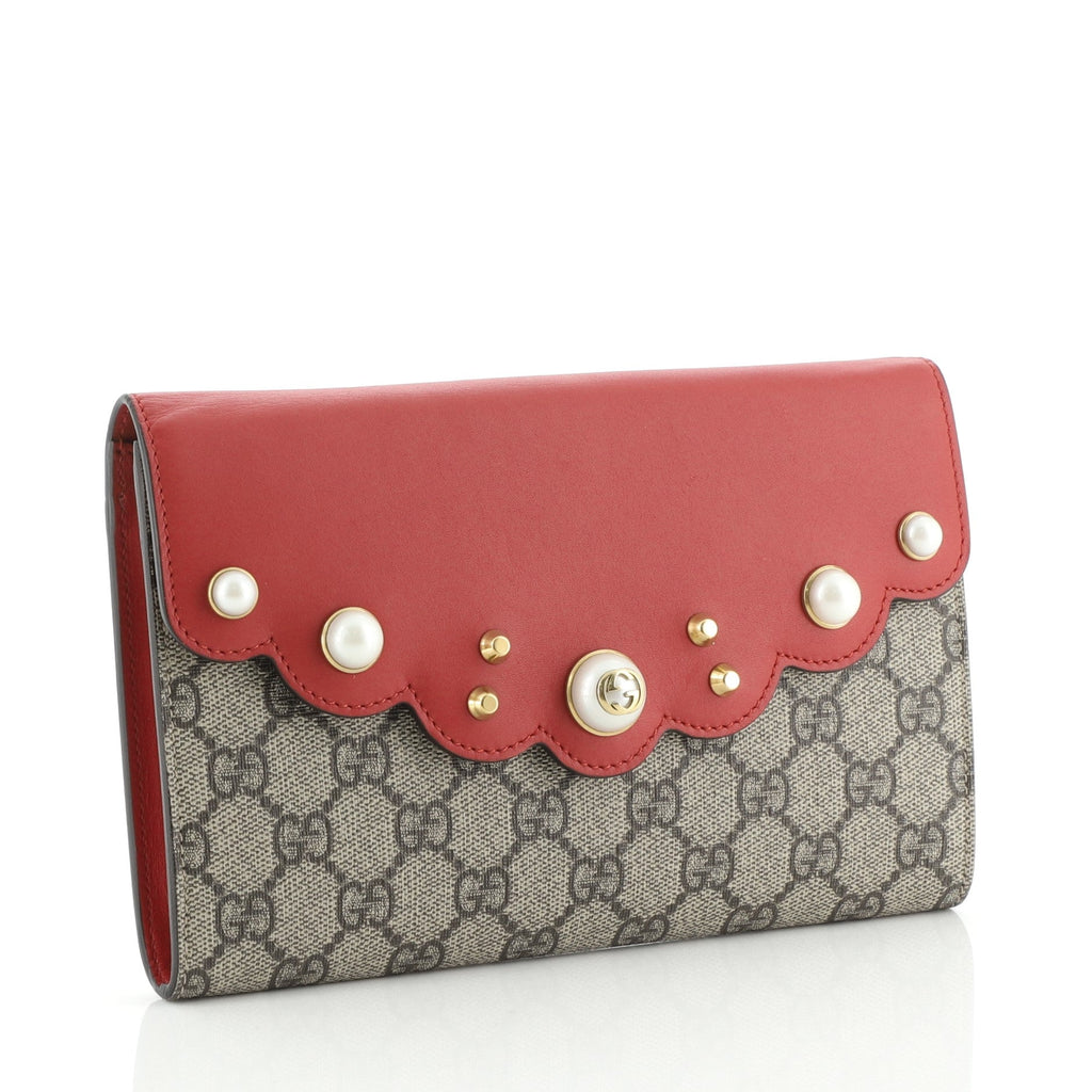 Pearly Peony Clutch GG Coated Canvas and Leather