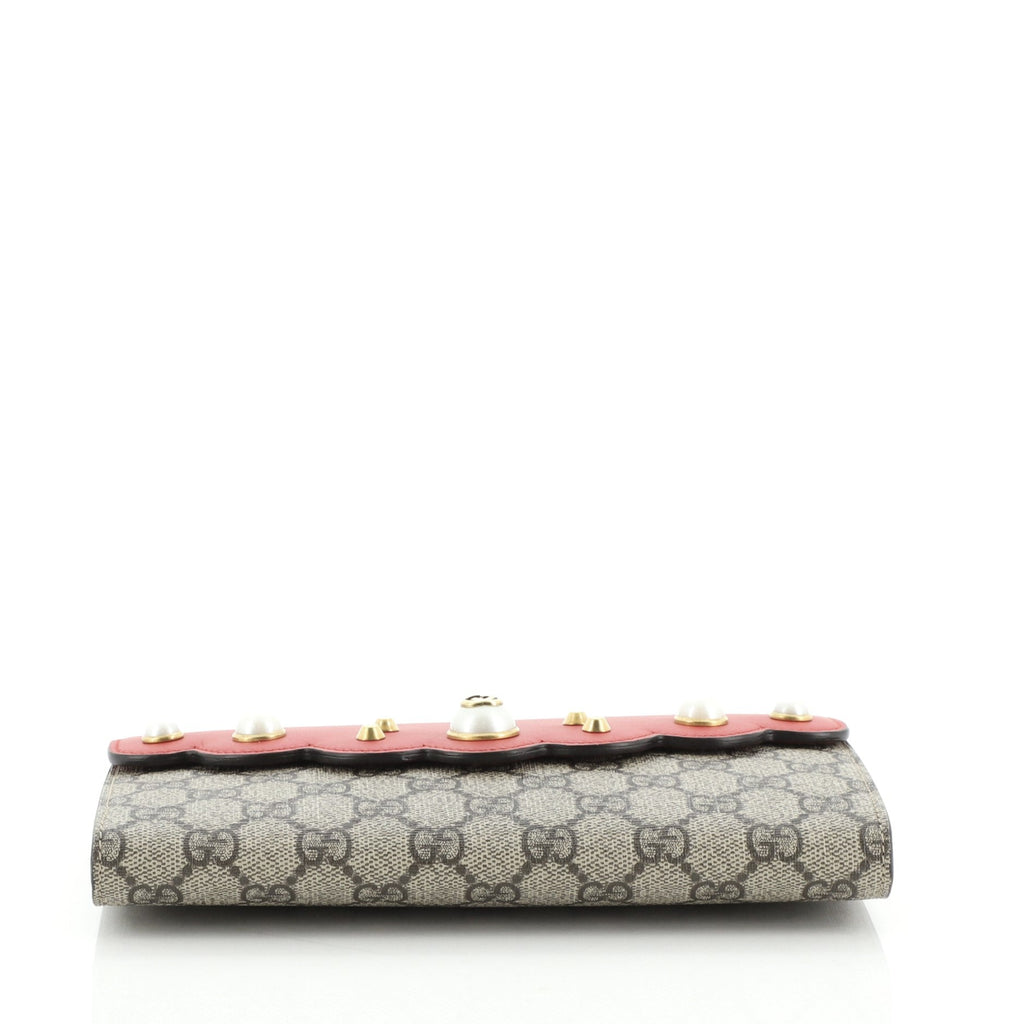 Pearly Peony Clutch GG Coated Canvas and Leather
