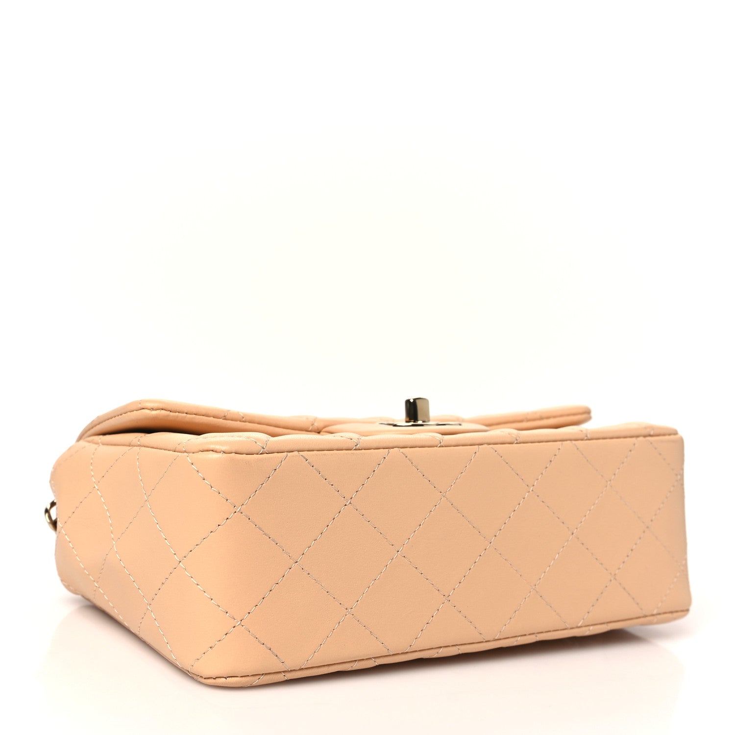 Lambskin Quilted Mini Rectangular Flap Beige