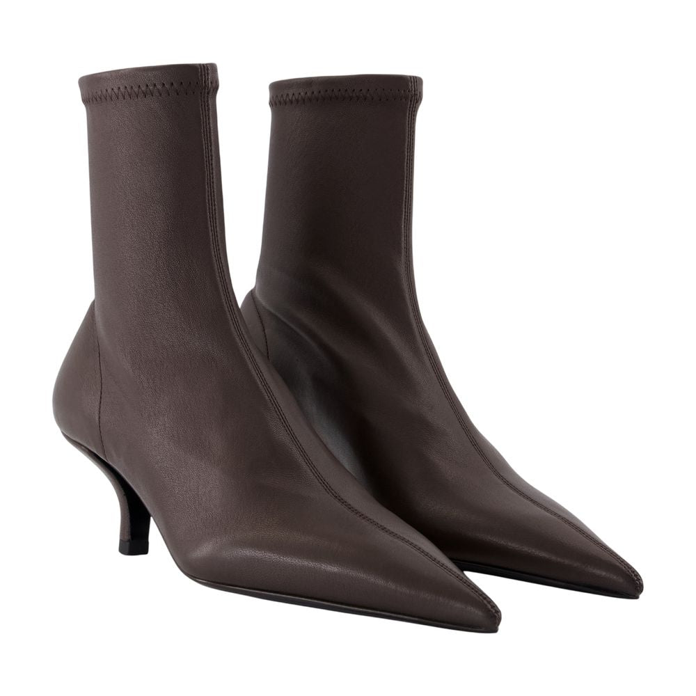 Sock Ankle Boots - TOTEME - Leather - Brown