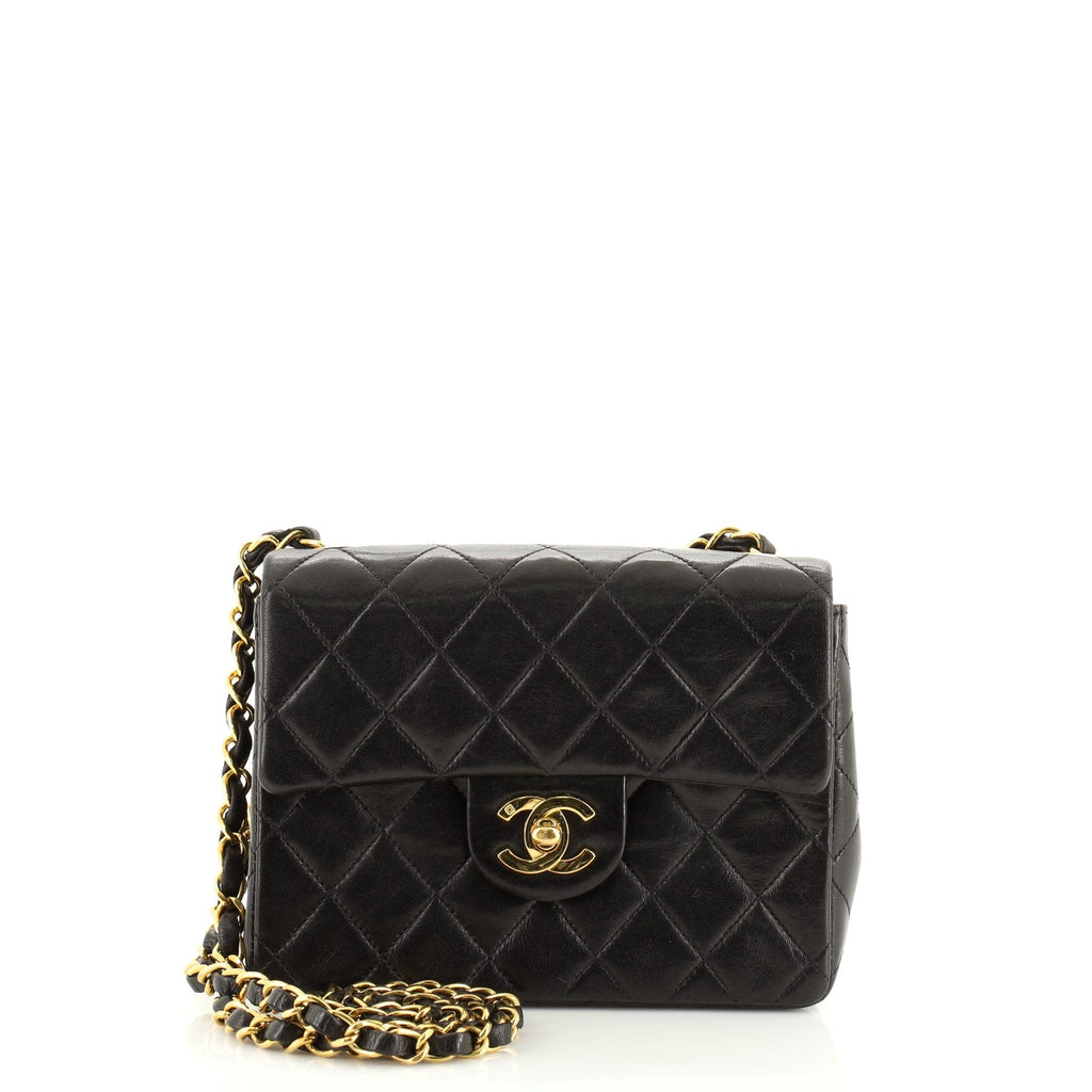 Vintage Square Classic Single Flap Bag Quilted Lambskin Mini