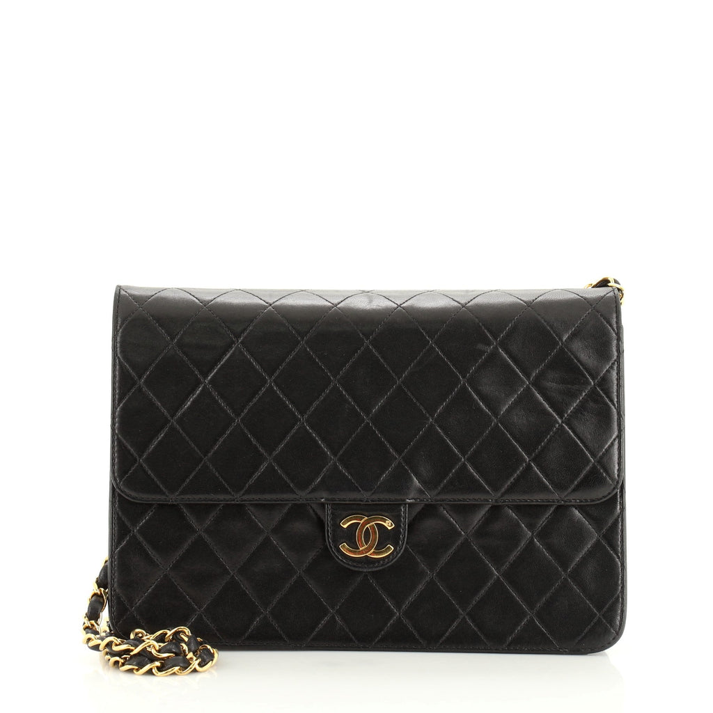 Vintage Clutch with Chain Quilted Leather Medium